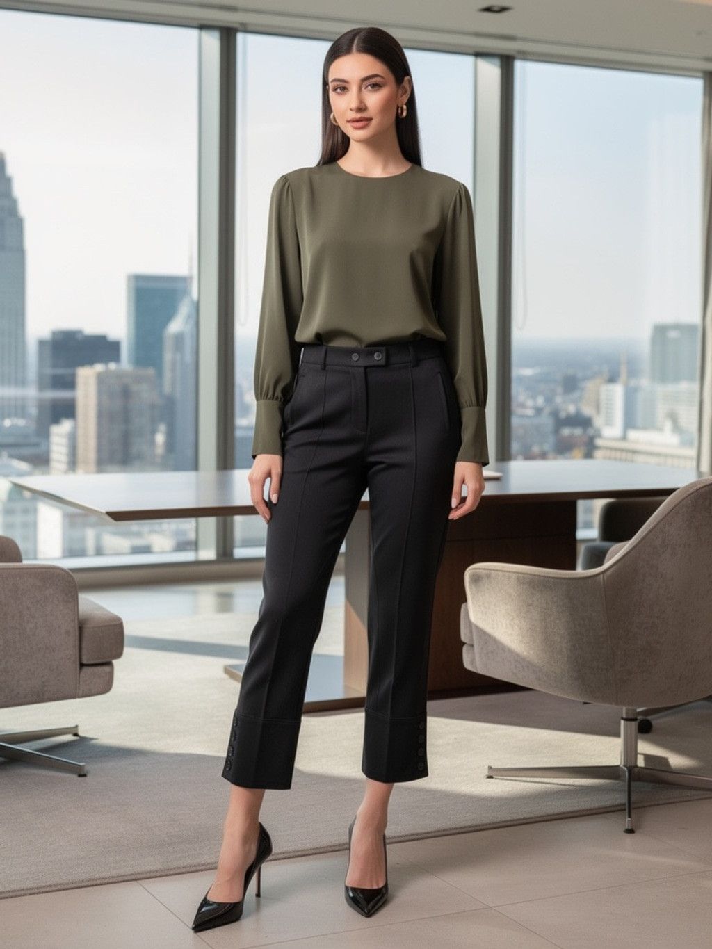 Ann Taylor Ann Taylor Petite Black Ankle Pants 6P Stretch Quiet Luxury Size 28" / US 6 / IT 42 - 11 Thumbnail