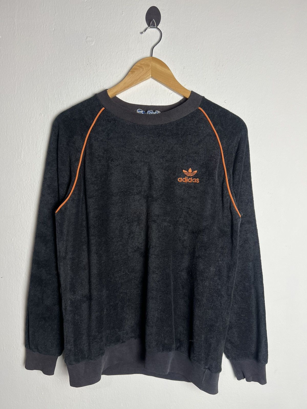 Vintage Adidas 90s Fleece Orange Trim Piping Sweatshirt