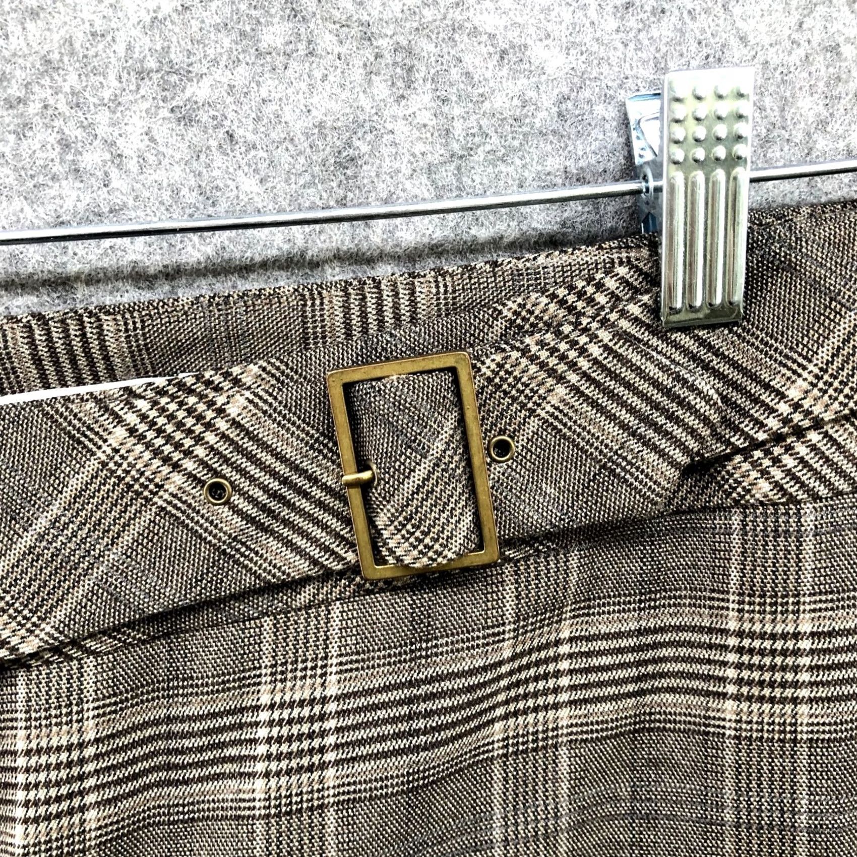 Loft LOFT Marisa Wide Leg Crop Dress Pants Womens 8P Brown Plaid Wool Blend Buckle Size 30" / US 8 / IT 44 - 5 Thumbnail