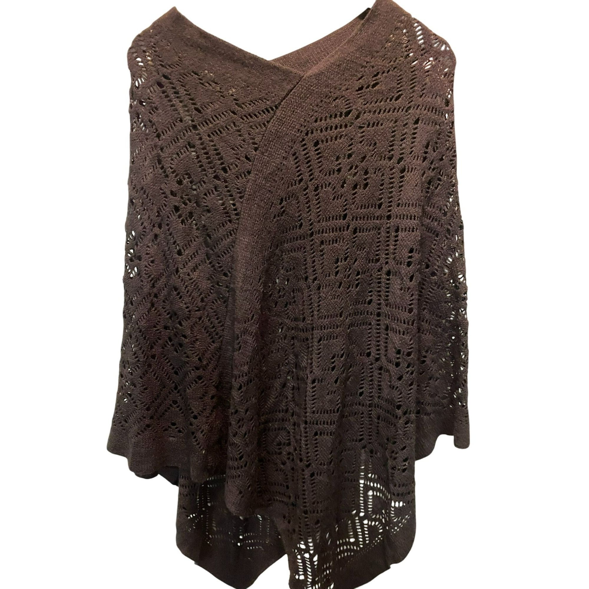 Other Crochet Patterned Knit Shawl For Women - Black Acrylic NWOT Size ONE SIZE - 4 Thumbnail