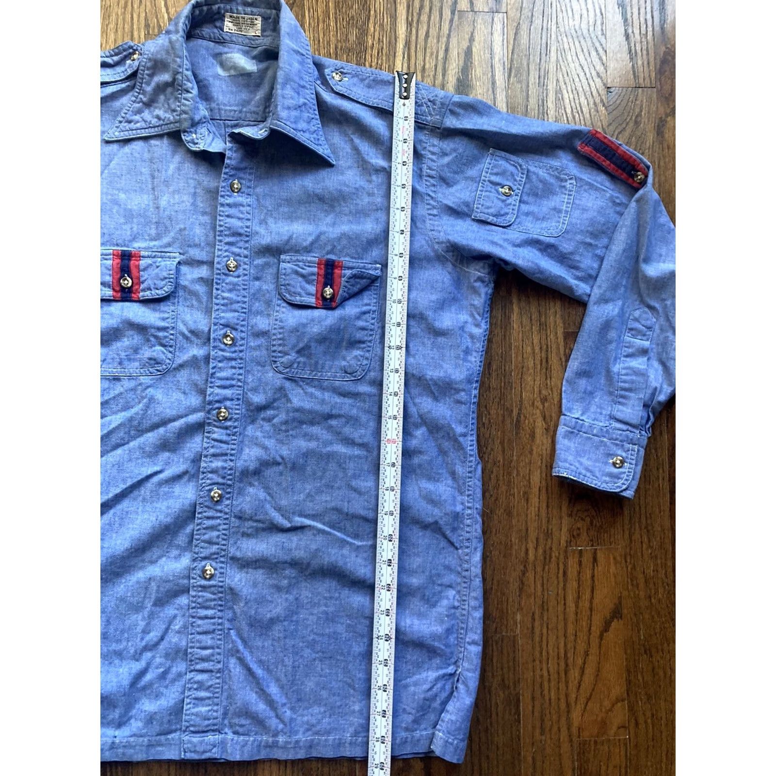 Epaulet VINTAGE Work Shirt Mens Size Large Blue 70s Chambray Uniform Epaulet Long Sleeve Size US L / EU 52-54 / 3 - 6 Thumbnail