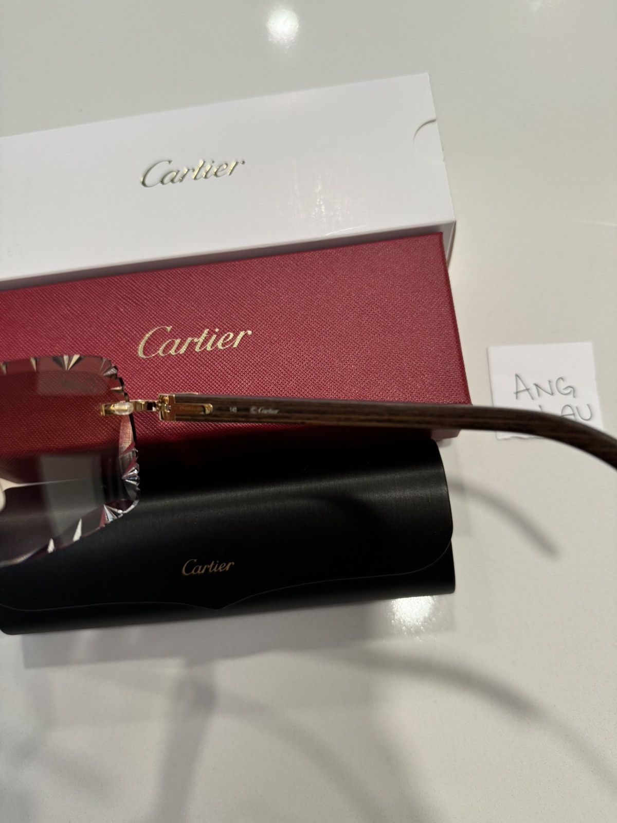 Cartier Cartier Wood Gold Glasses with Custom Diamond Cut Lenses Size ONE SIZE - 6 Thumbnail