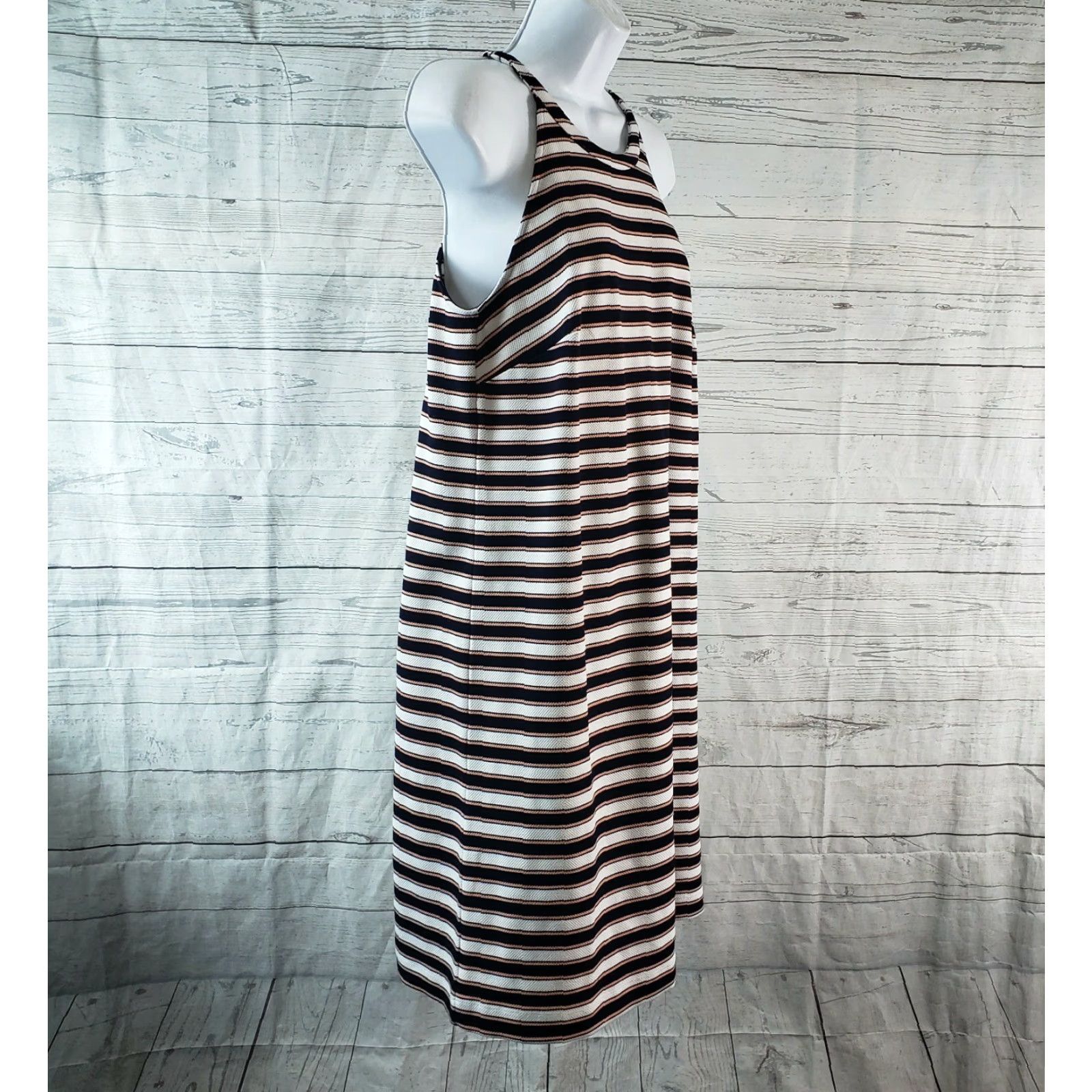 Ann Taylor Ann Taylor Dress Womens Sz 8 Pink Blue Striped Sleeveless Rayon Blend Size M / US 6-8 / IT 42-44 - 3 Thumbnail