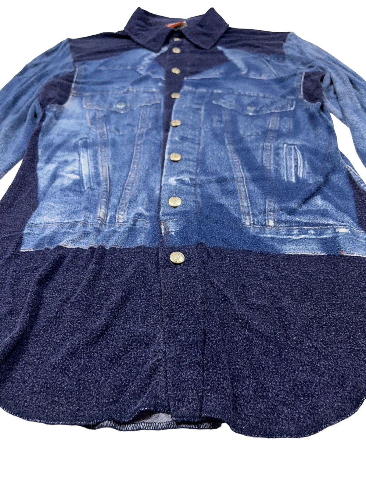 Jean Paul Gaultier Jean Paul Gaultier SS97 Trompe Button Up Shirt Denim Print Size M / US 6-8 / IT 42-44 - 3 Thumbnail