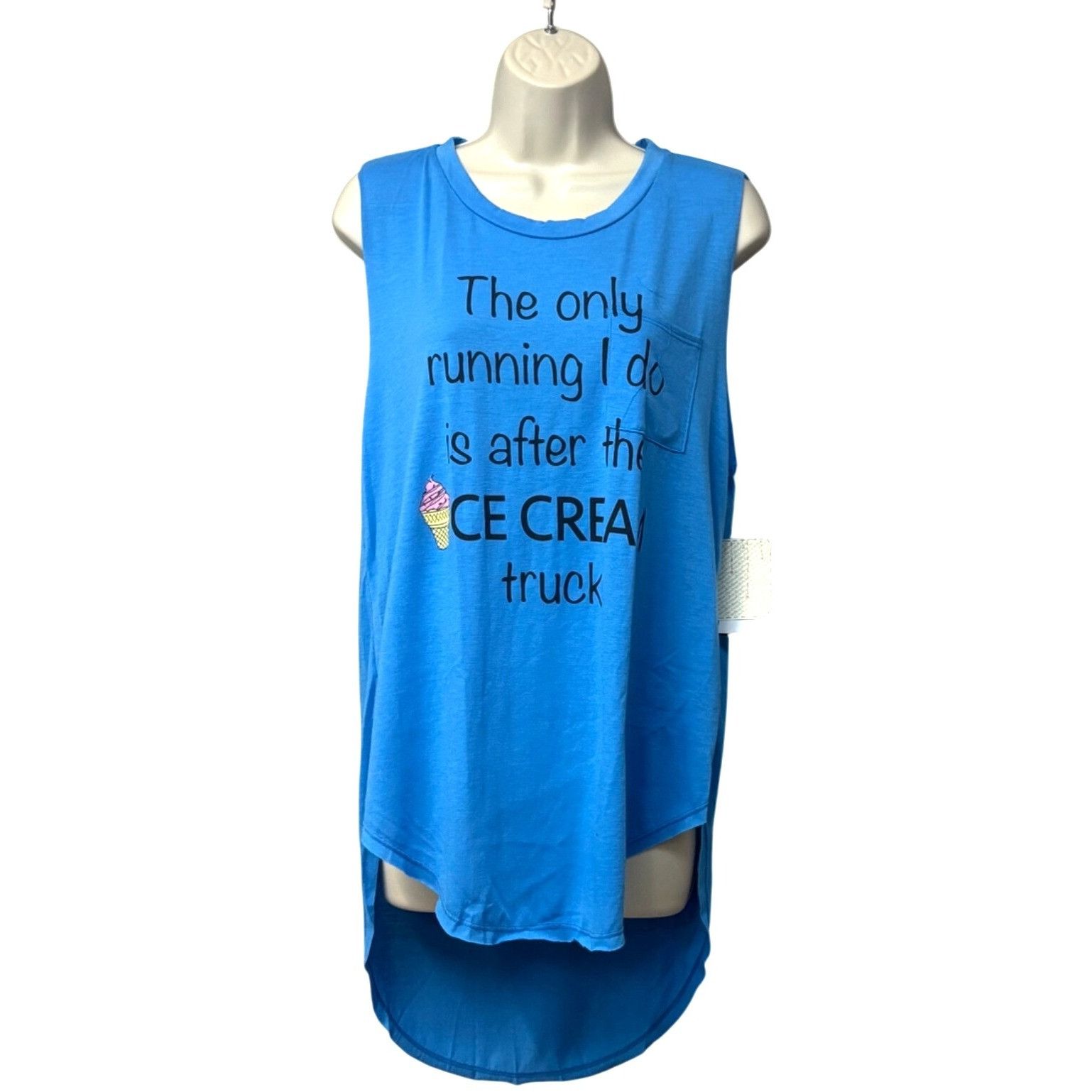 Other Rebellious One Junior's High Low Graphic Tank Top, Neon Blu Size L / US 10 / IT 46 - 2 Thumbnail