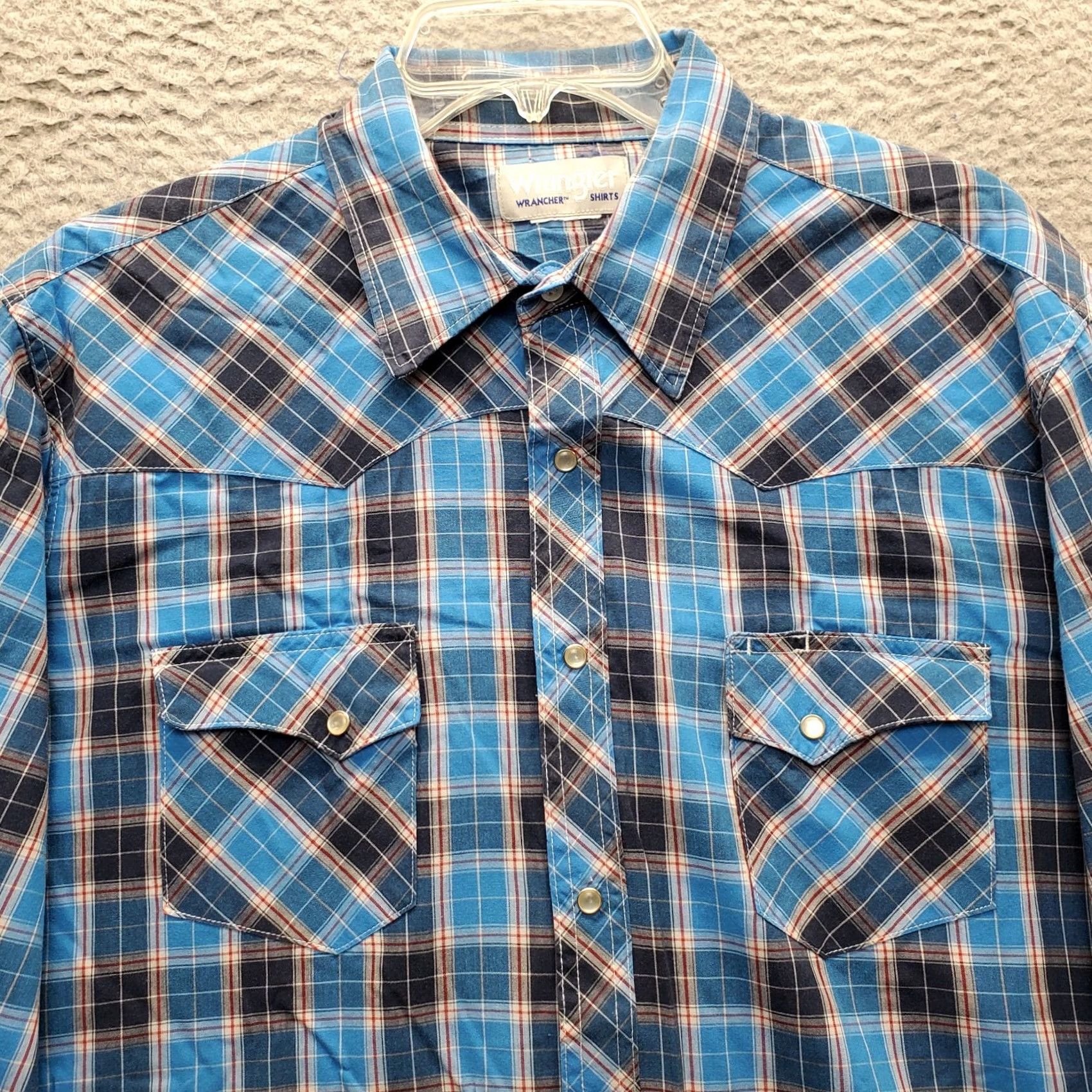 Wrangler Wrangler Wrancher Mens Western Shirt Mult Plaid Chest Pocket Snap Collar XL Size US XL / EU 56 / 4 - 5 Thumbnail