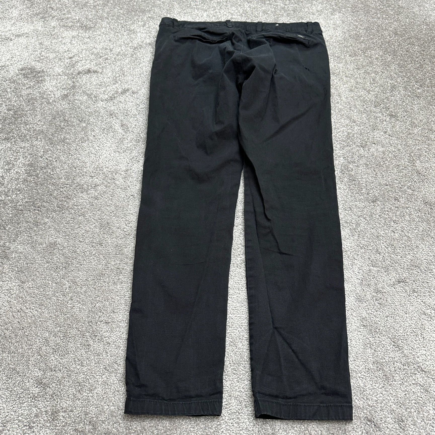 Zara ZARA Chino Pants Mens 34 Black Solid Straight Flat Front Casual Cotton 35x29.5 Size US 34 / EU 50 - 2 Thumbnail