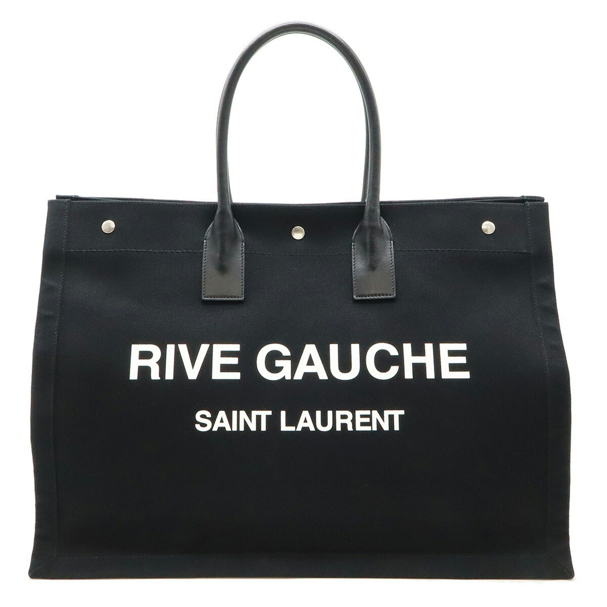 Saint Laurent Paris YSL YVES Saint Laurent Rive Gauche Tote Bag Shoulder Cotton Black 499290, Women's