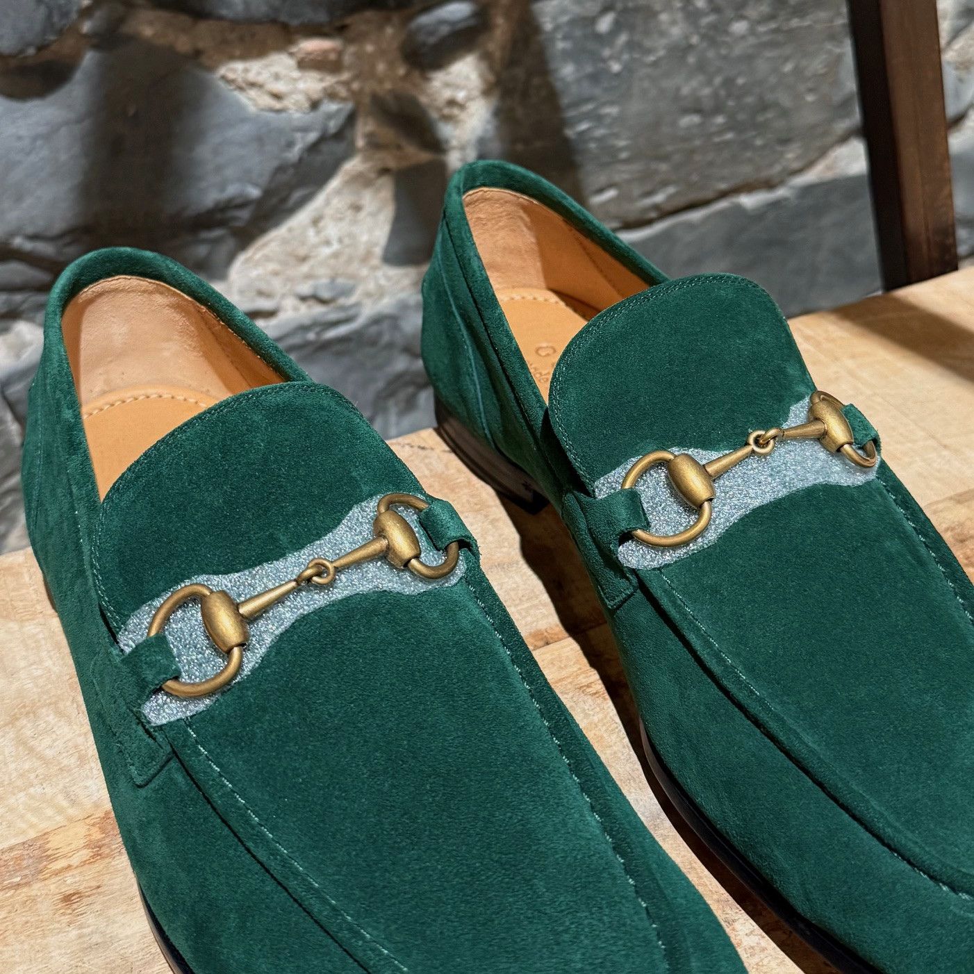 Gucci Gucci Green Suede Jordaan Horsebit Accent Loafers Size US 11 / EU 44 - 4 Thumbnail