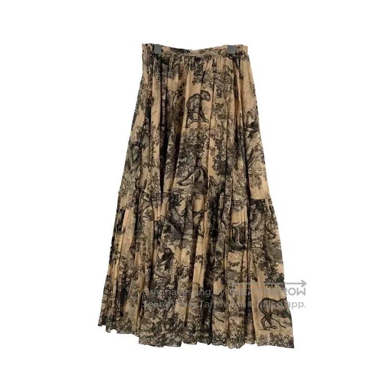 Dior Dior Brown jungle animal pleated long skirt Size 24" / US 00 / IT 34 - 2 Thumbnail