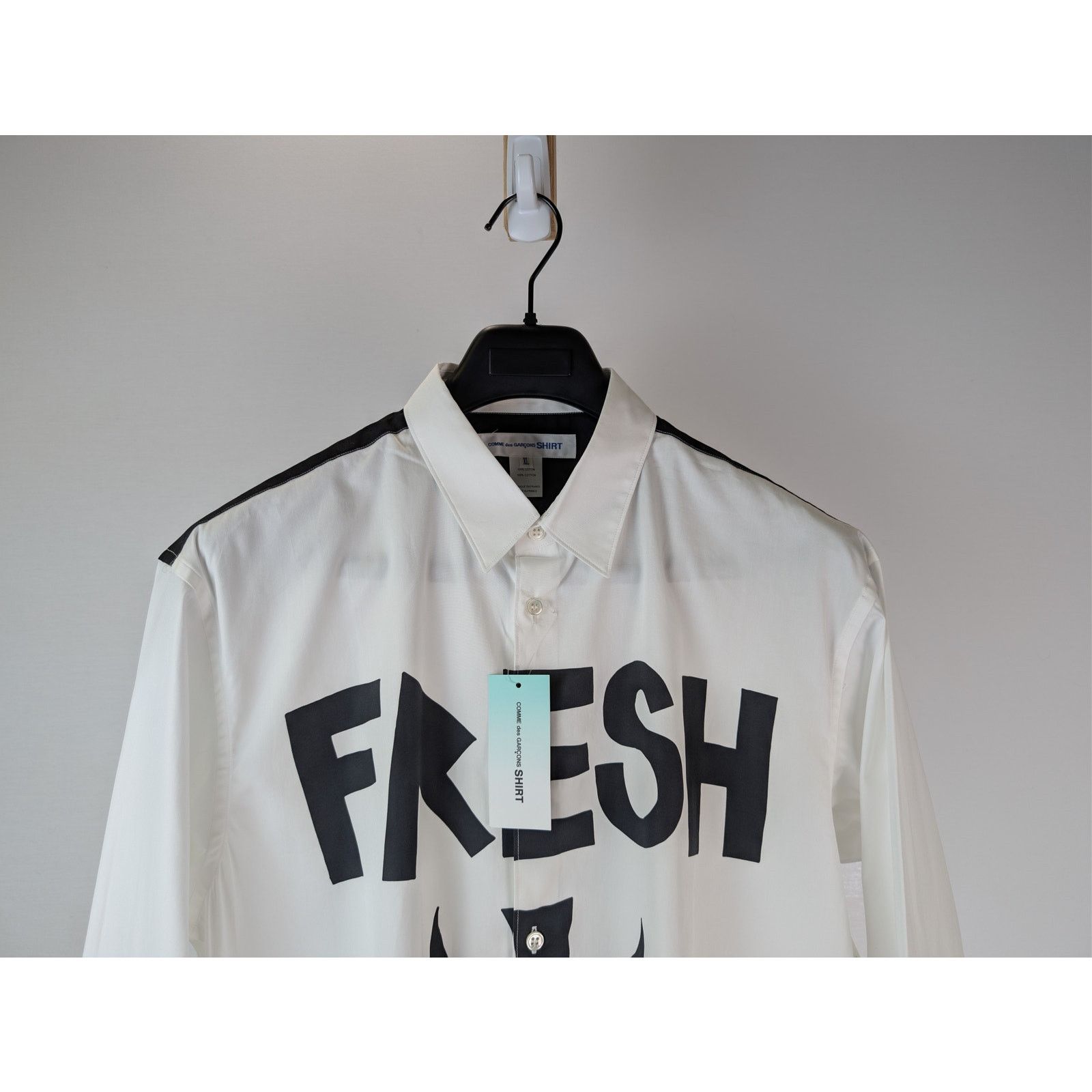Comme des Garcons SHIRT o1rshd1 Fresh Graphic-Print Cotton Shirt in White / Black Size US XL / EU 56 / 4 - 3 Thumbnail