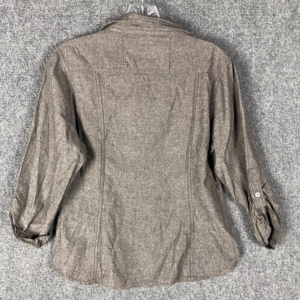 Other Derek Heart Button Up Top Juniors XL Gray 100% Cotton Size XL / US 12-14 / IT 48-50 - 6 Thumbnail