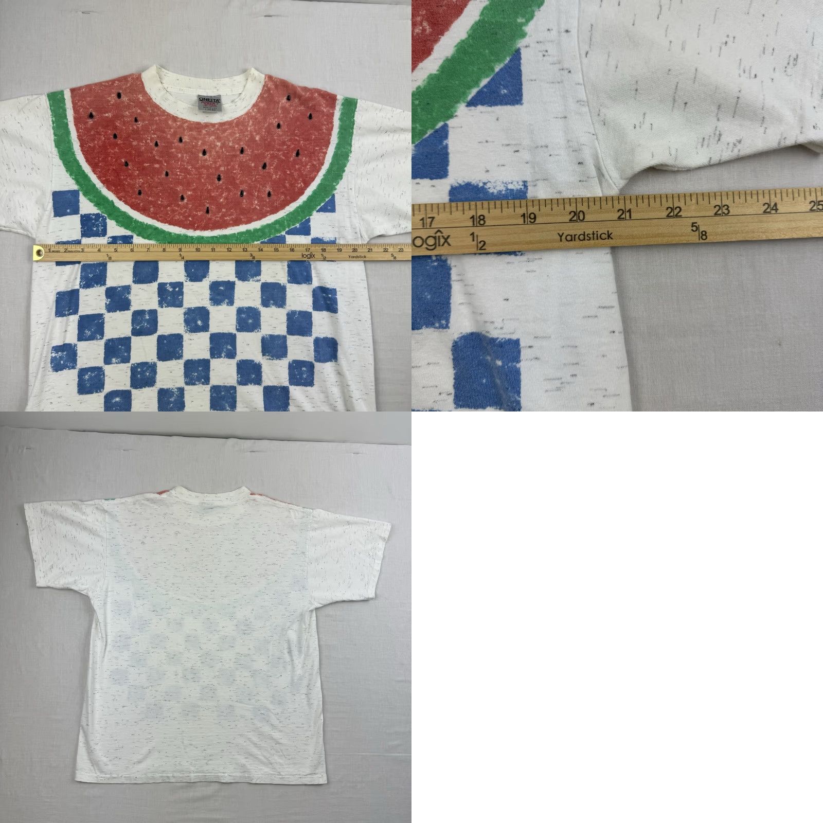 Vintage VINTAGE Oneita 90s Watermelon T-Shirt Unisex Adults Large White All Over Print 3D Fun Cute Summer Size US L / EU 52-54 / 3 - 8 Thumbnail