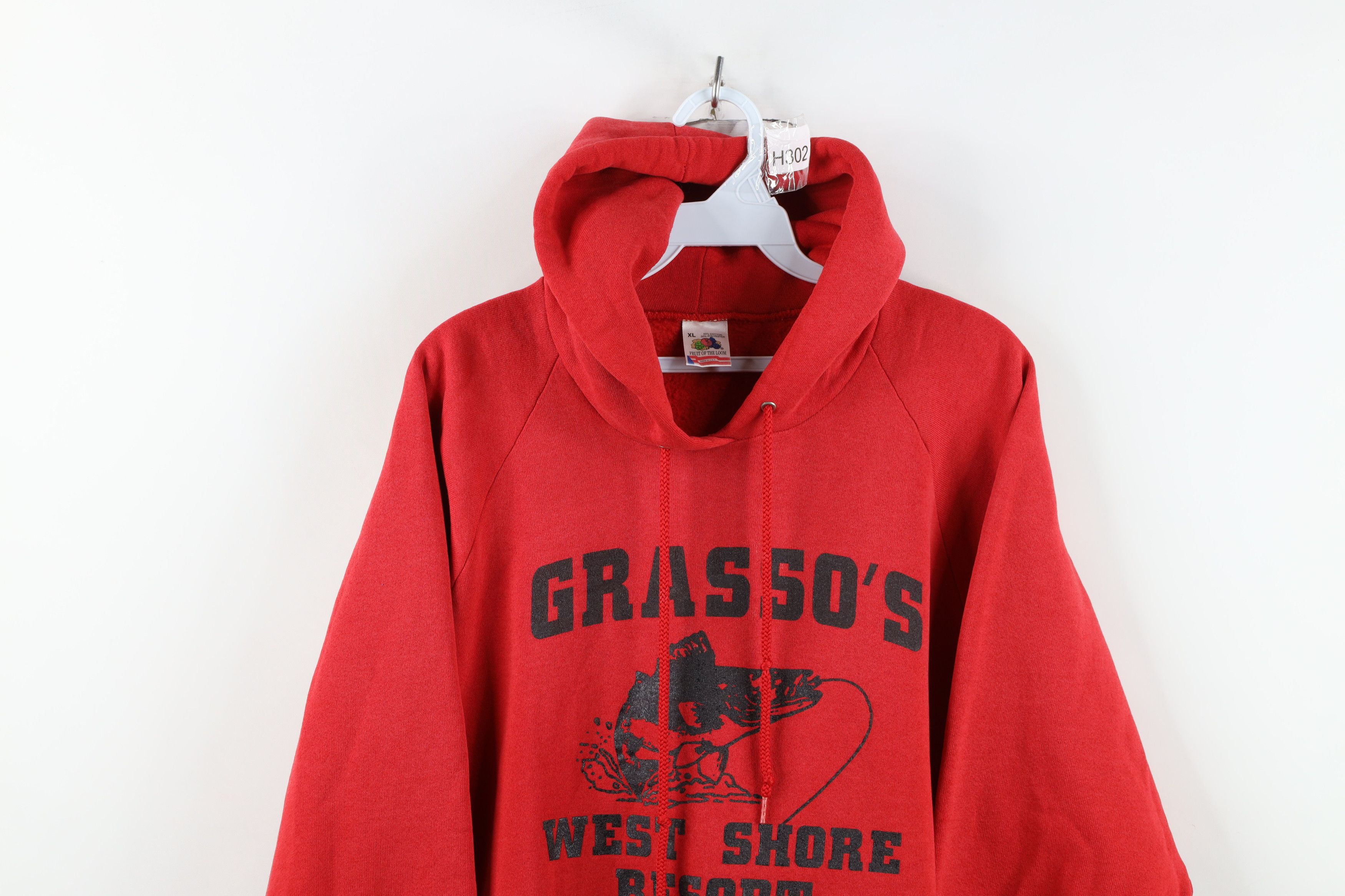 Vintage Vintage 90s Bass Fishing Michigan Hoodie Sweatshirt Red USA Size US XL / EU 56 / 4 - 2 Thumbnail