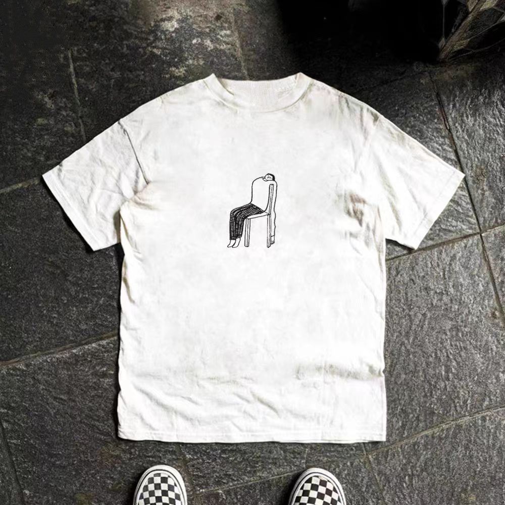 Vintage White casual retro fun chair print cotton t-shirt Size US M / EU 48-50 / 2 - 1 Thumbnail