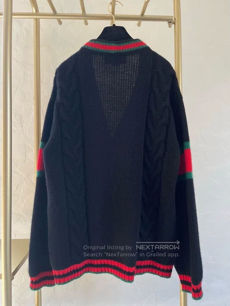 Gucci Gucci Classic black, red and green knitted cardigan coat Size US S / EU 44-46 / 1 - 2 Thumbnail