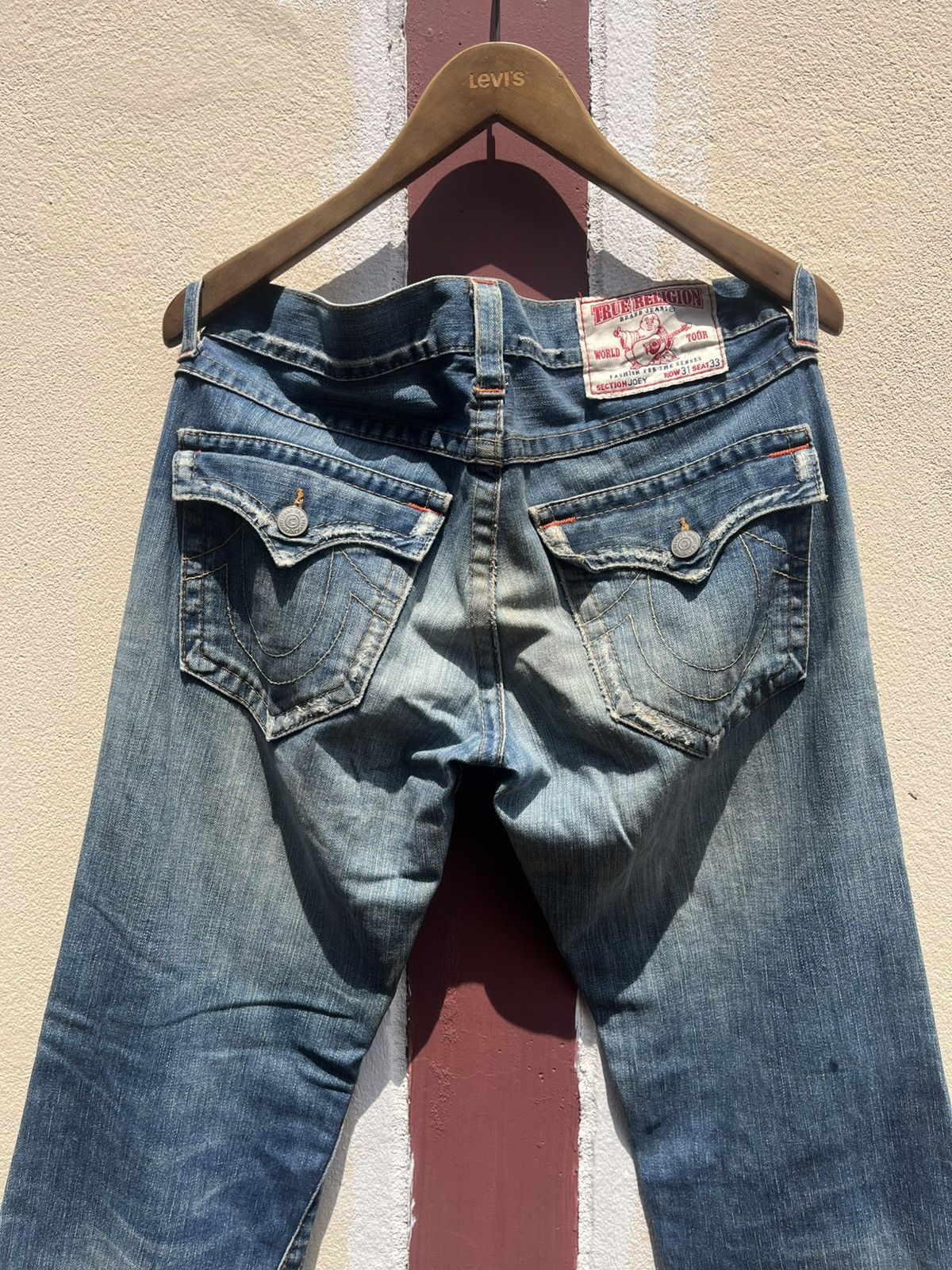 Vintage Thrashed True Religion Joey Bootcut – Heavy Fade Distress Size US 33 - 2 Thumbnail
