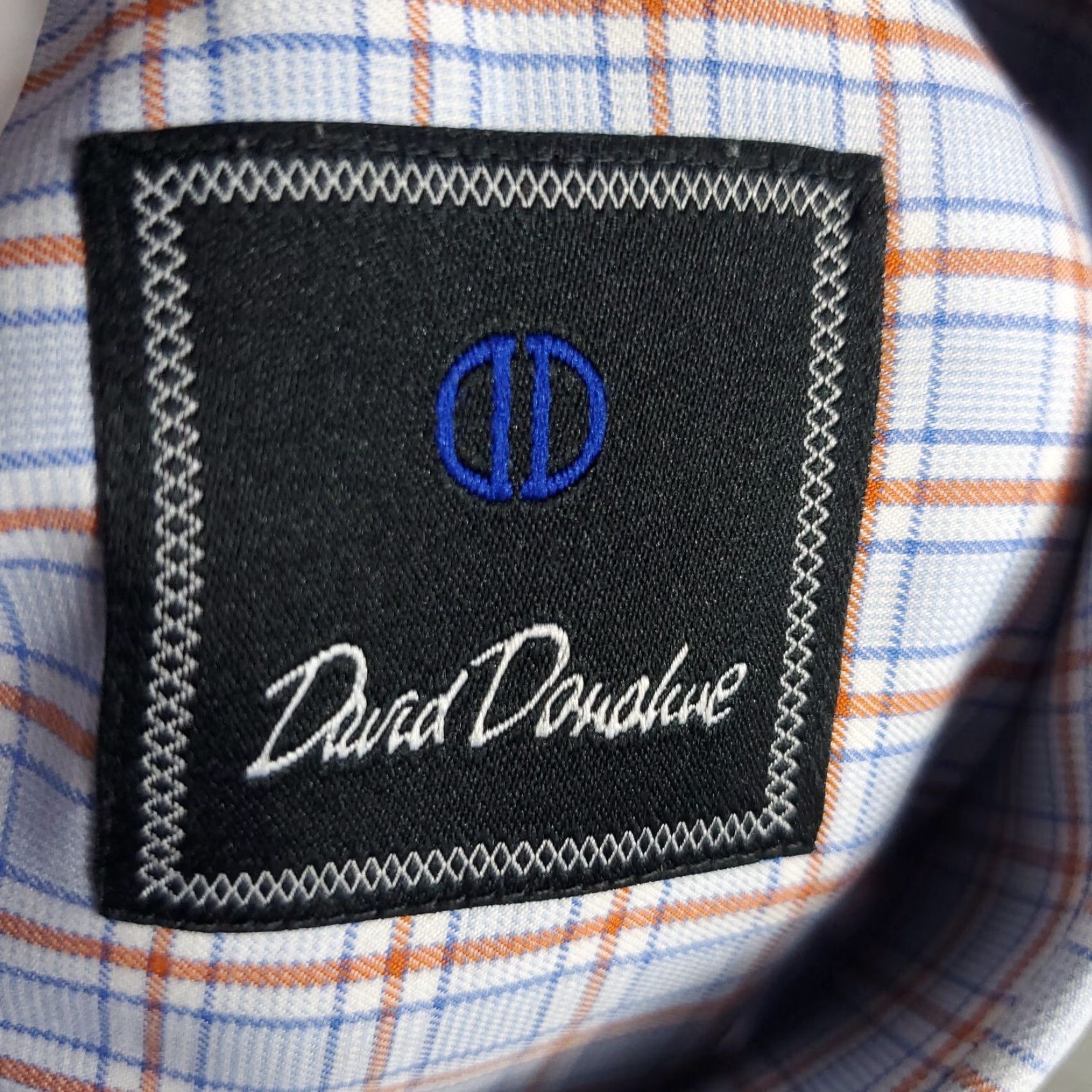 David Donahue David Donahue Dress Shirt Mens 15.5 Blue Plaid Long Sleeve Button Up Casual Formal Size 40R - 7 Thumbnail