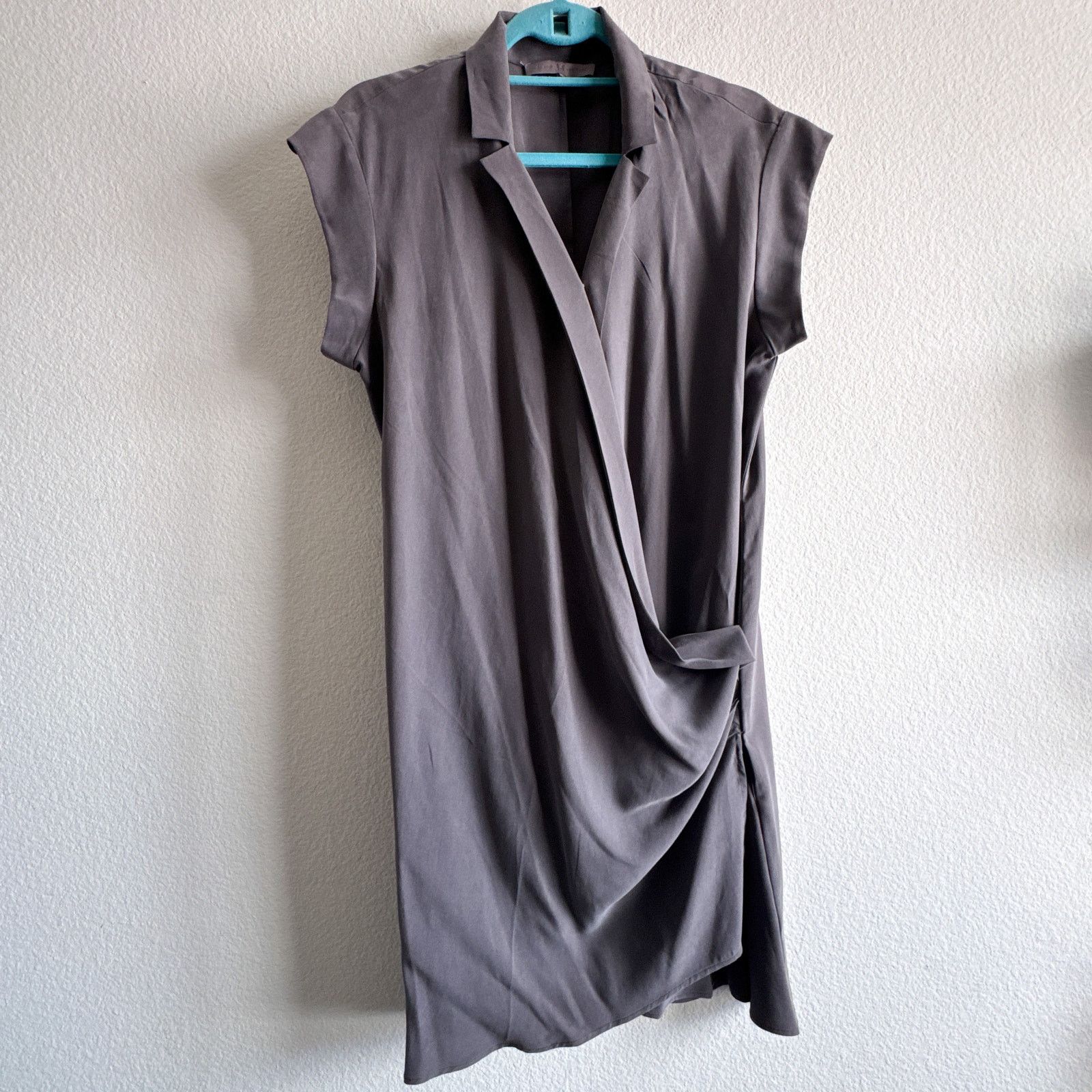 Halston Heritage Halston Heritage 100% Silk Draped Faux Wrap Dress Gray Size M / US 6-8 / IT 42-44 - 2 Thumbnail