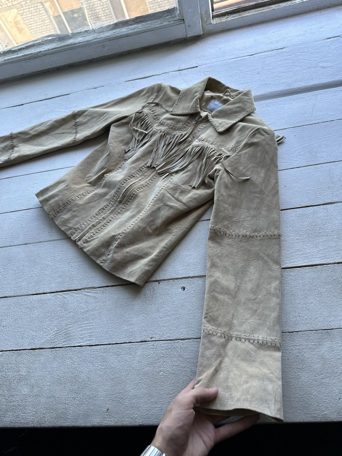 Vintage 🚨AVANT-GARDE BEIGE Rick Owen’s Opium Y2K LEATHER JACKET Size XS / US 0-2 / IT 36-38 - 2 Thumbnail