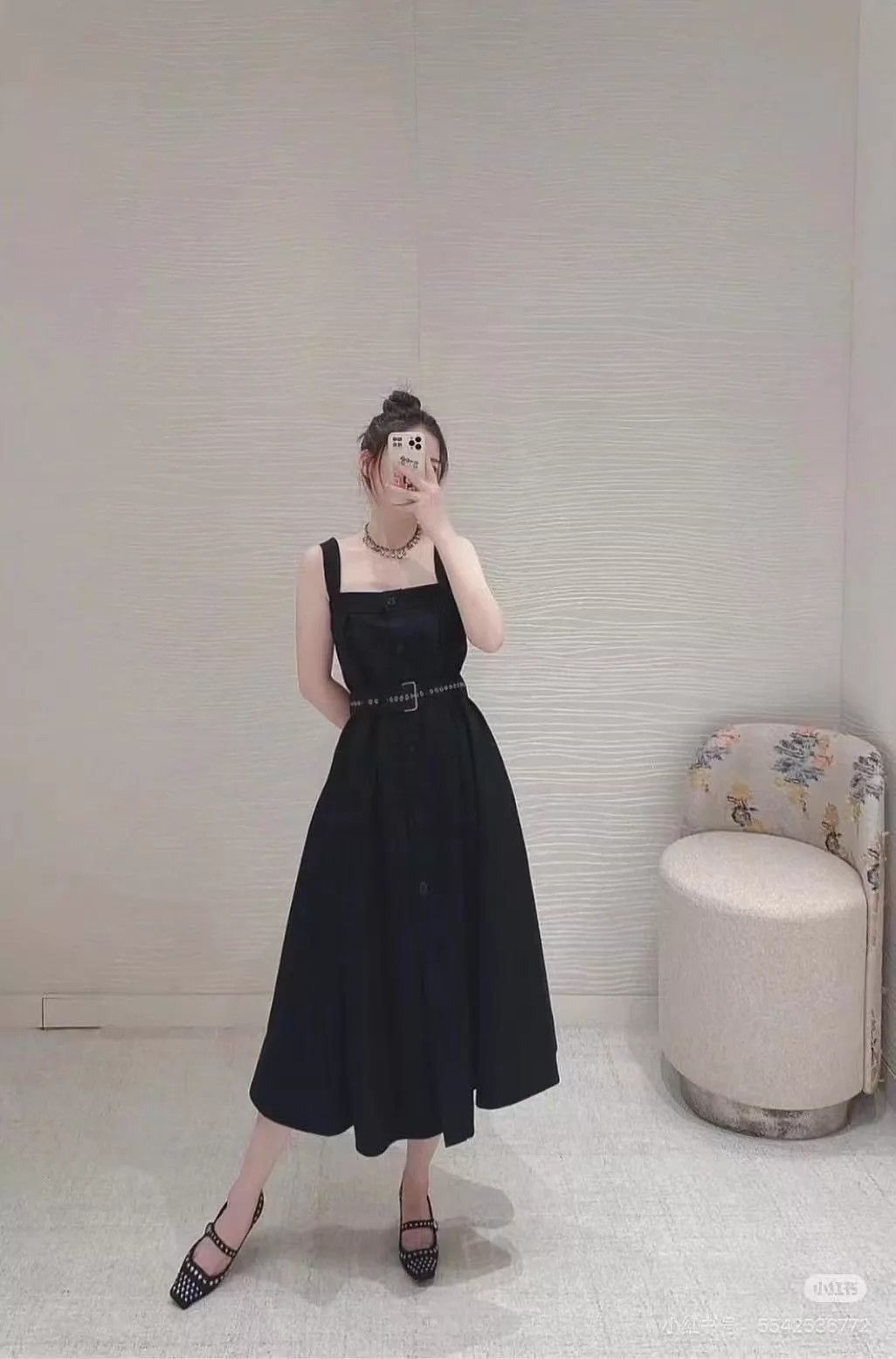 Dior Dior Women's Black Dress F38 Size S / US 4 / IT 40 - 6 Thumbnail