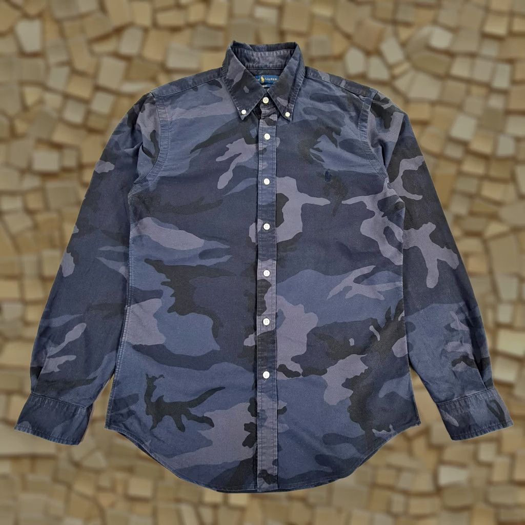 Polo Ralph Lauren Polo Ralph Lauren Mens Shirt Slim Fit Button-Down Camouflage Army Cotton Blue S Size US S / EU 44-46 / 1 - 1 Thumbnail