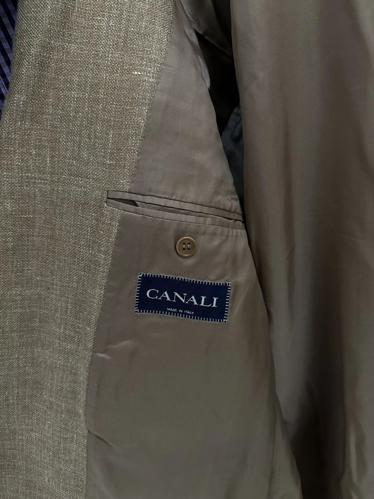 Canali Canali Blazer Sport Coat Mens Tan Plaid Silk Wool Linen Size 44R - 14 Thumbnail