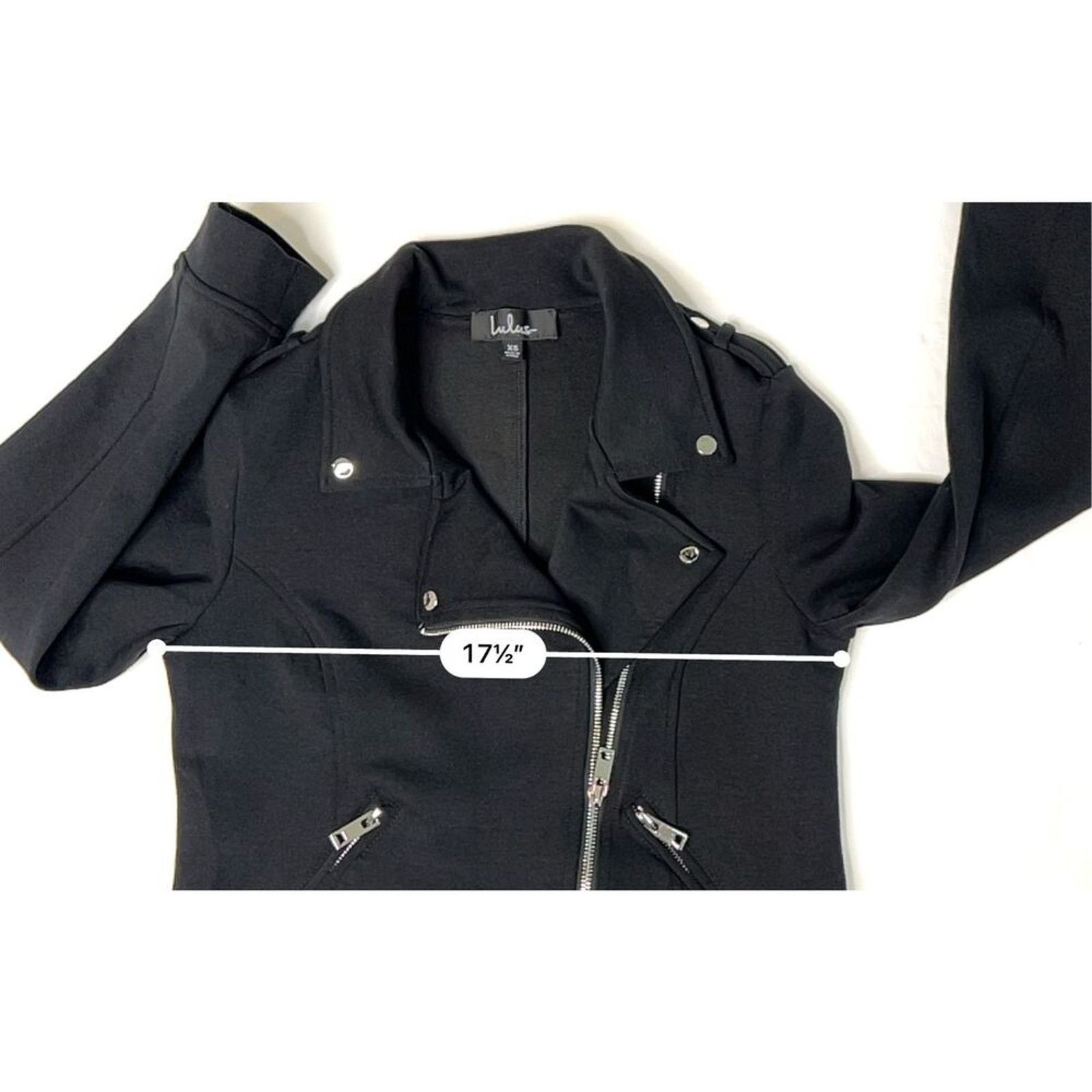 Other Lulus Motorcycle Black Rayon Jacket Retro Exposed Zippers XS Size XS / US 0-2 / IT 36-38 - 5 Thumbnail
