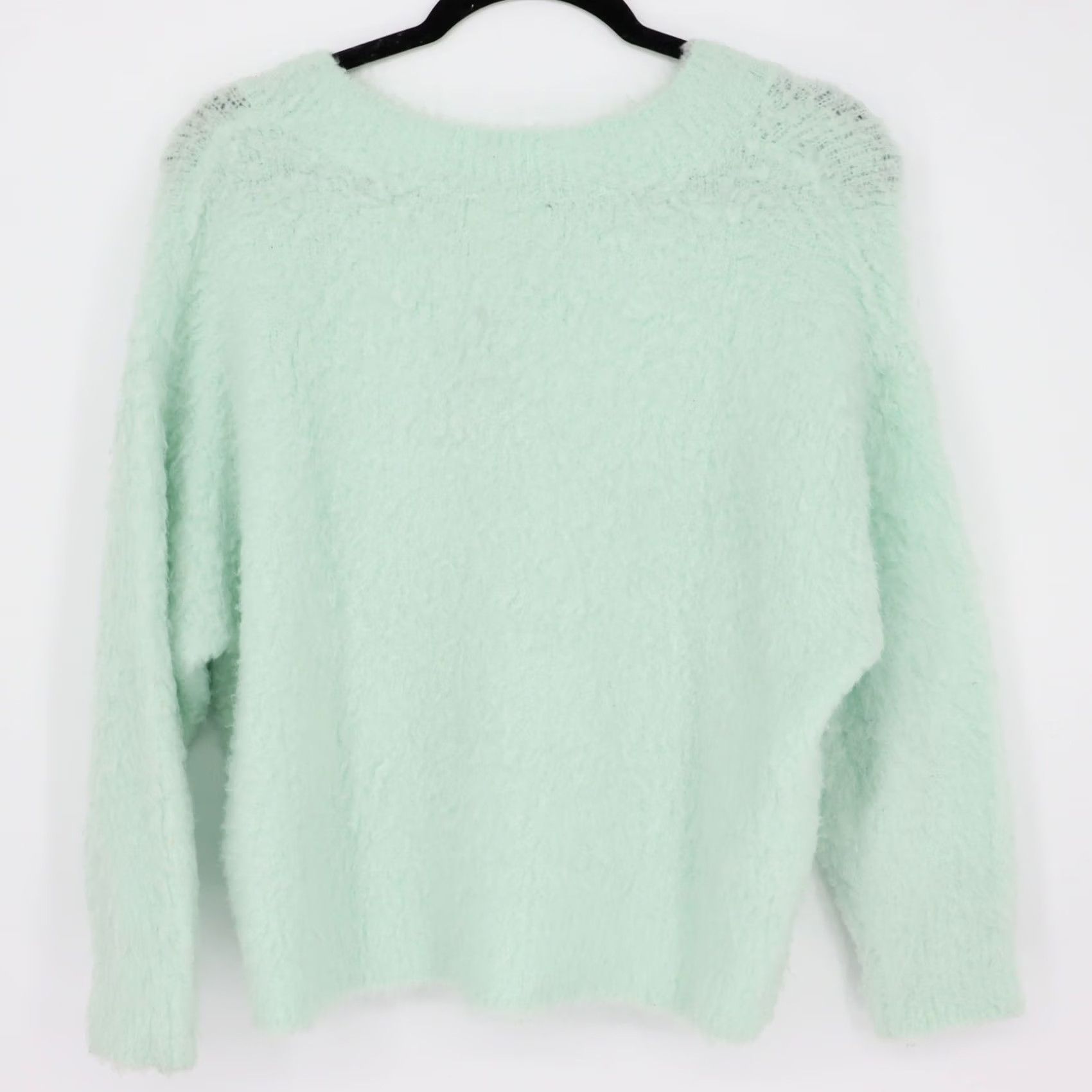 Vintage Maeve Anthropologie Plush V-Neck Sweater Oversized Shaggy XS Mint Green Women Size XS / US 0-2 / IT 36-38 - 8 Thumbnail
