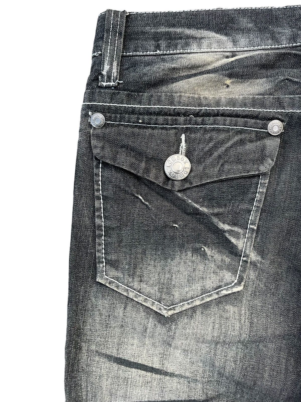 Vintage Japanese Brand Lowbox Distressed Charcoal Faded Jean