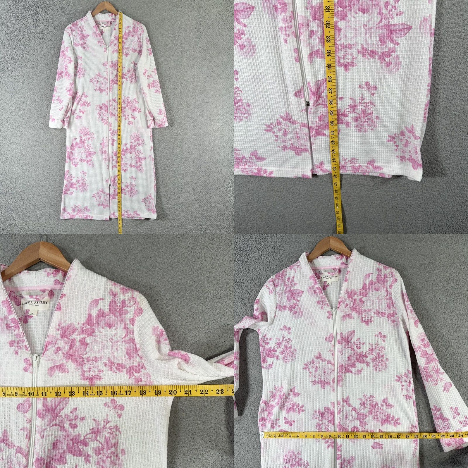 Laura Ashley Laura Ashley Robe Women's Medium Floral Zip Long Sleeve Pockets Waffle Knit Pink Sleeper Kimono Style Vintage: No Size M / US 6-8 / IT 42-44 - 8 Thumbnail