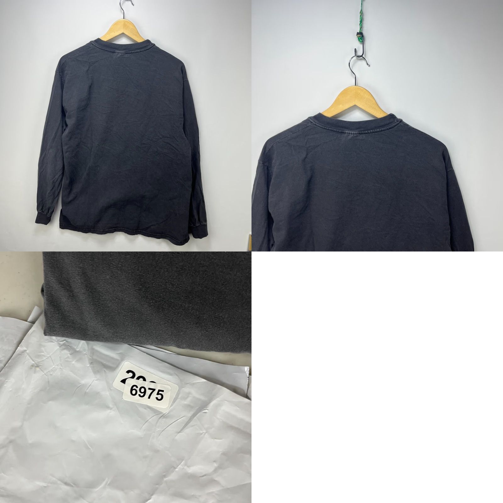 VINTAGE Rockport Long Sleeve Shirt L Black 90s Sun-Faded Men T-Shirt