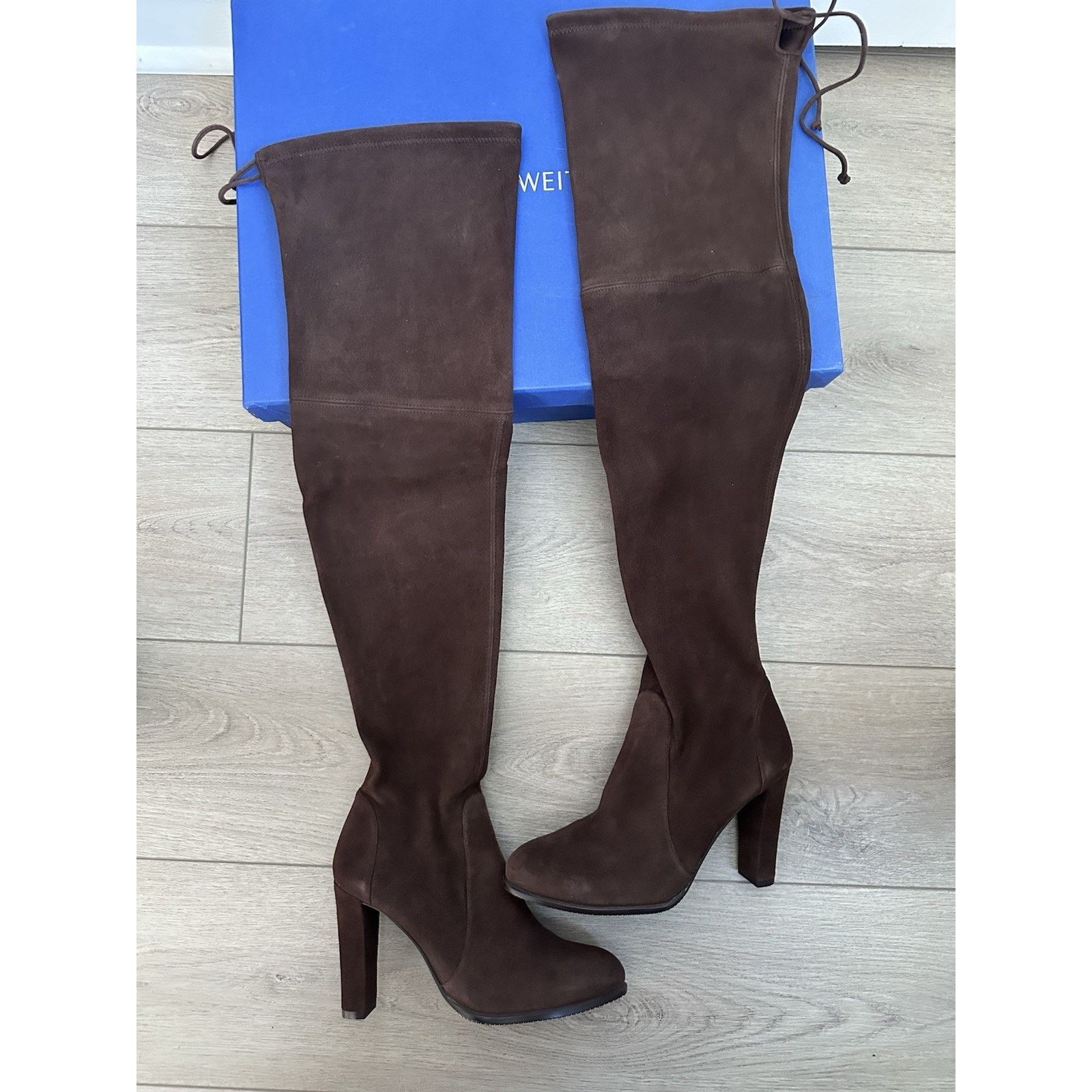 Stuart weitzman 5050 over the knee brown suede heel boots
