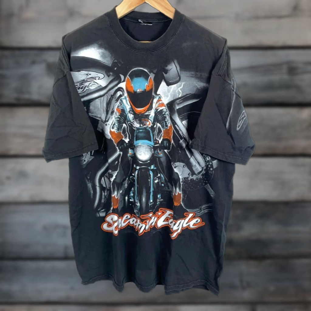 Harley Davidson VINTAGE Harley-Davidson T-Shirt 2XL Black Double Sided AOP 90s Biker City Outdoor Mens Size US XXL / EU 58 / 5 - 1 Thumbnail