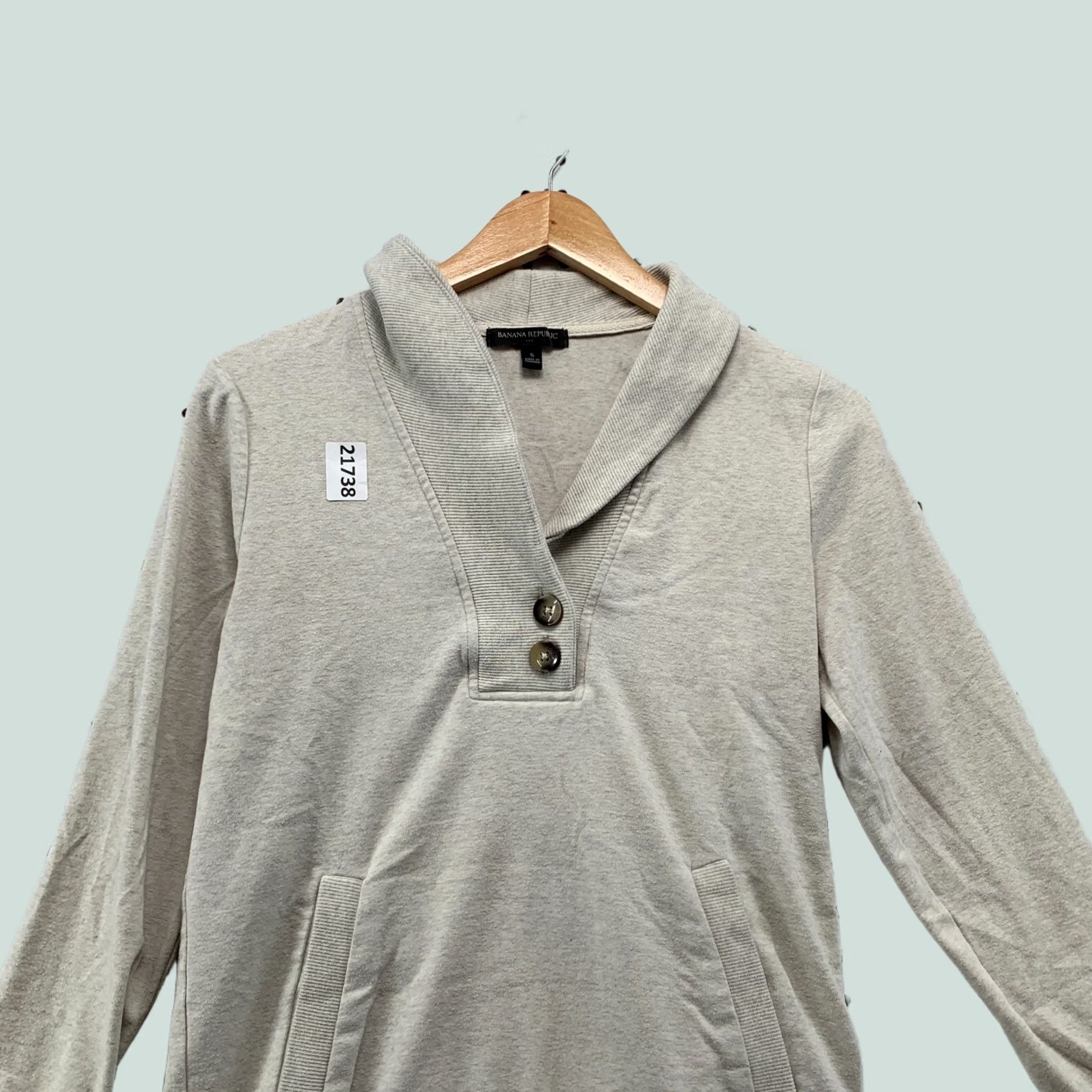 Banana Republic Banana Republic Cowl Neck Button Sweater Beige Womens Small Fits 18x25 Shirt Pullover Knit 1990s Womens Size S / US 4 / IT 40 - 1 Thumbnail