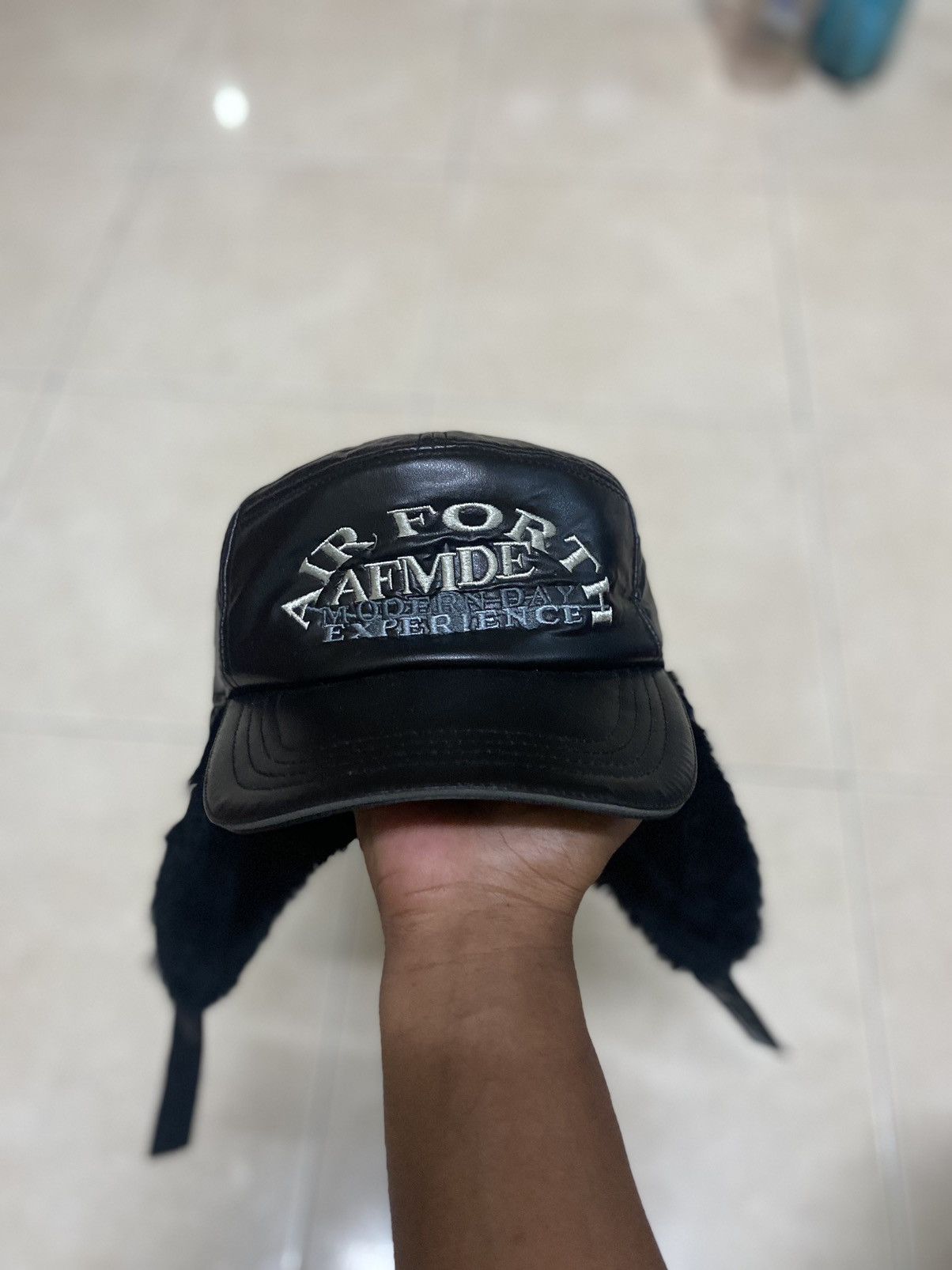 Japanese Brand × Vintage LEATHER TRAPPER HAT WITH EAR WARMER FLAP AIR FORTH AFMDE Size ONE SIZE - 2 Thumbnail