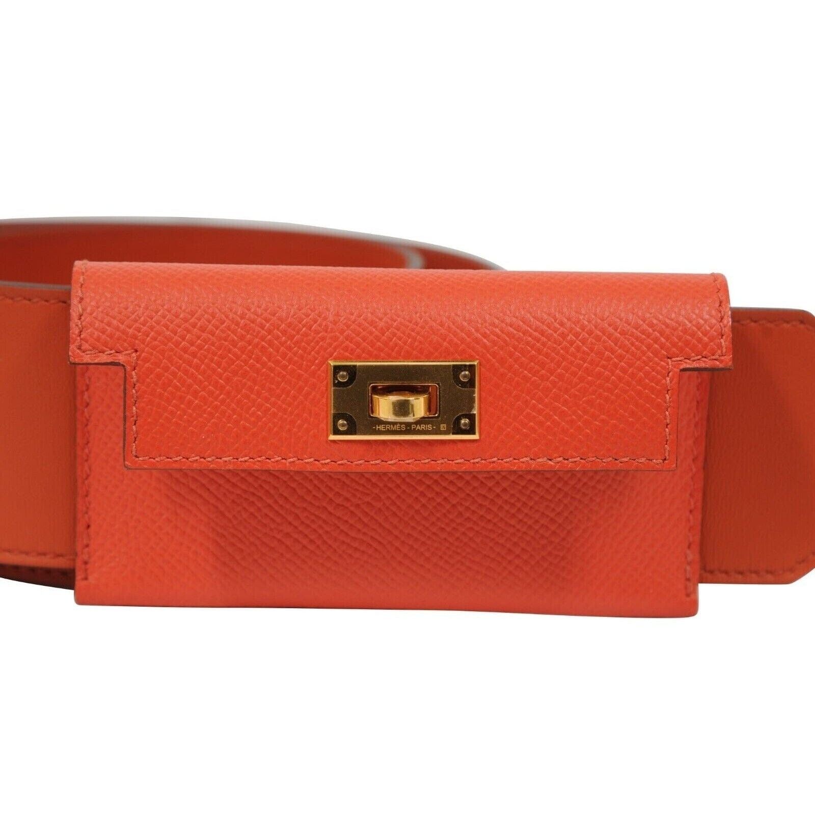 Hermes Kelly Pocket Bag Strap Swift Epsom Terre Battue Capucine Red Size ONE SIZE - 3 Thumbnail