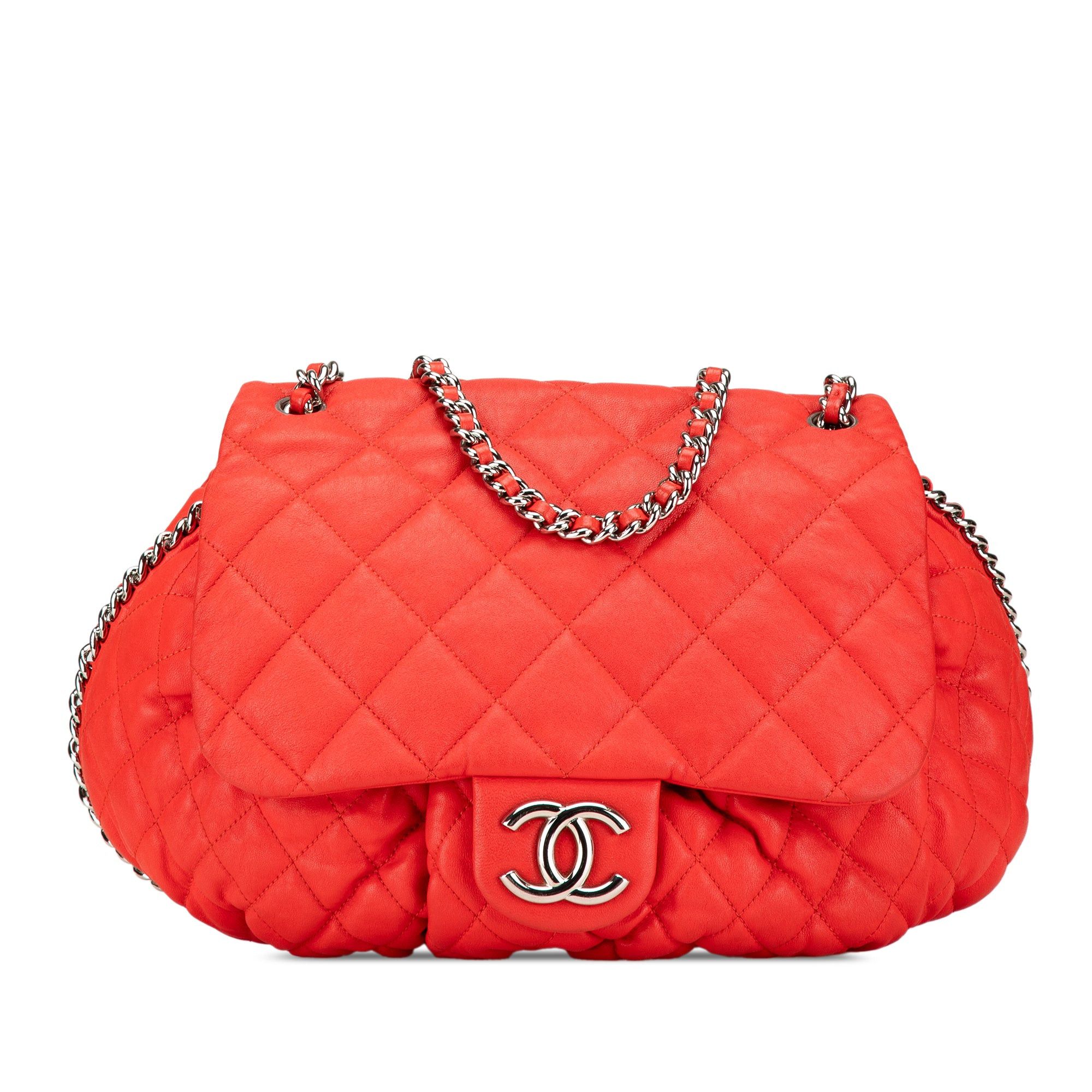Chanel Chanel Large Quilted Lambskin Chain Around Flap Red Size ONE SIZE - 1 Thumbnail