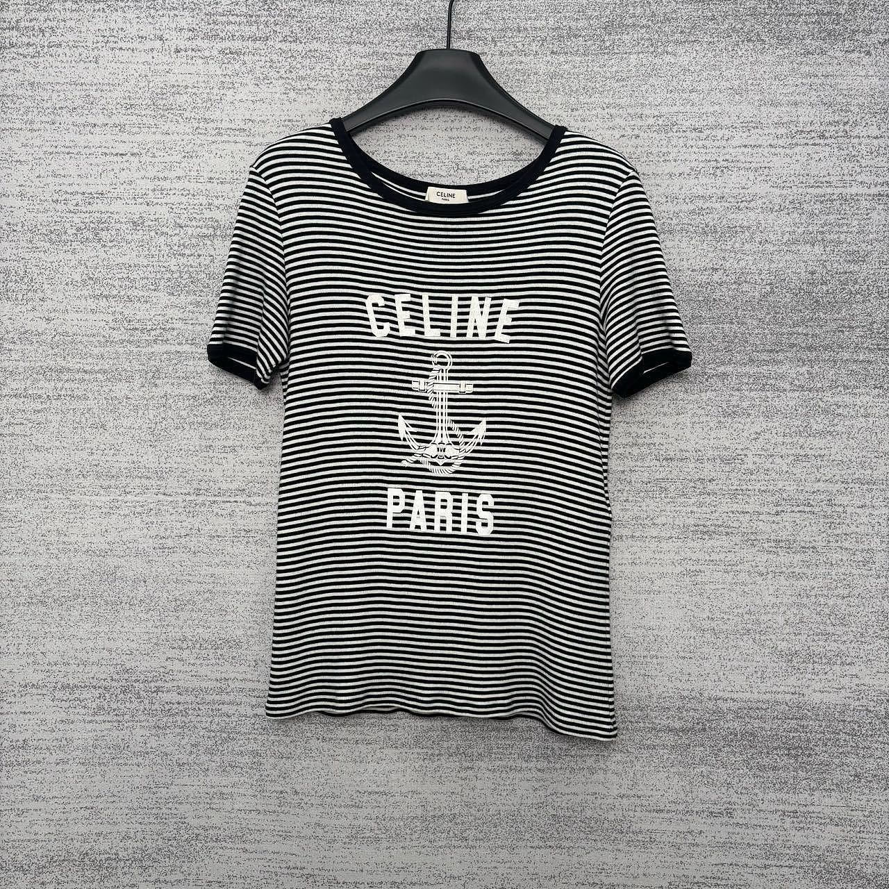 Celine Celine Striped Anchor Logo T-Shirt Size S Size S / US 4 / IT 40 - 1 Thumbnail