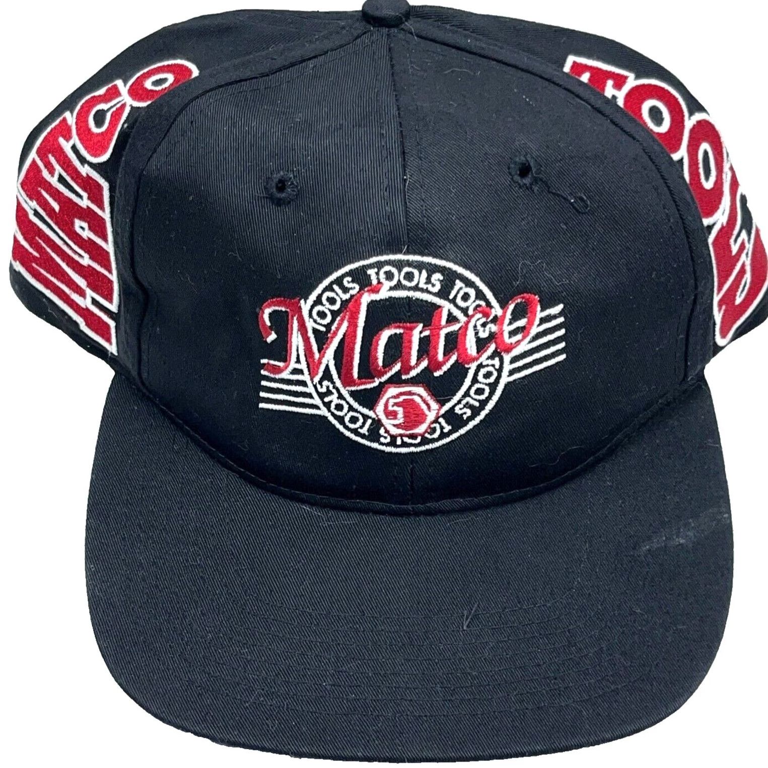 Logo 7 VINTAGE Matco Tools Hat Cap Snapback Black Red Big Logo 90s Y2K Racing Adult Cap HAT Mens Black 90s Logo Vintage Accessories Size ONE SIZE - 2 Thumbnail