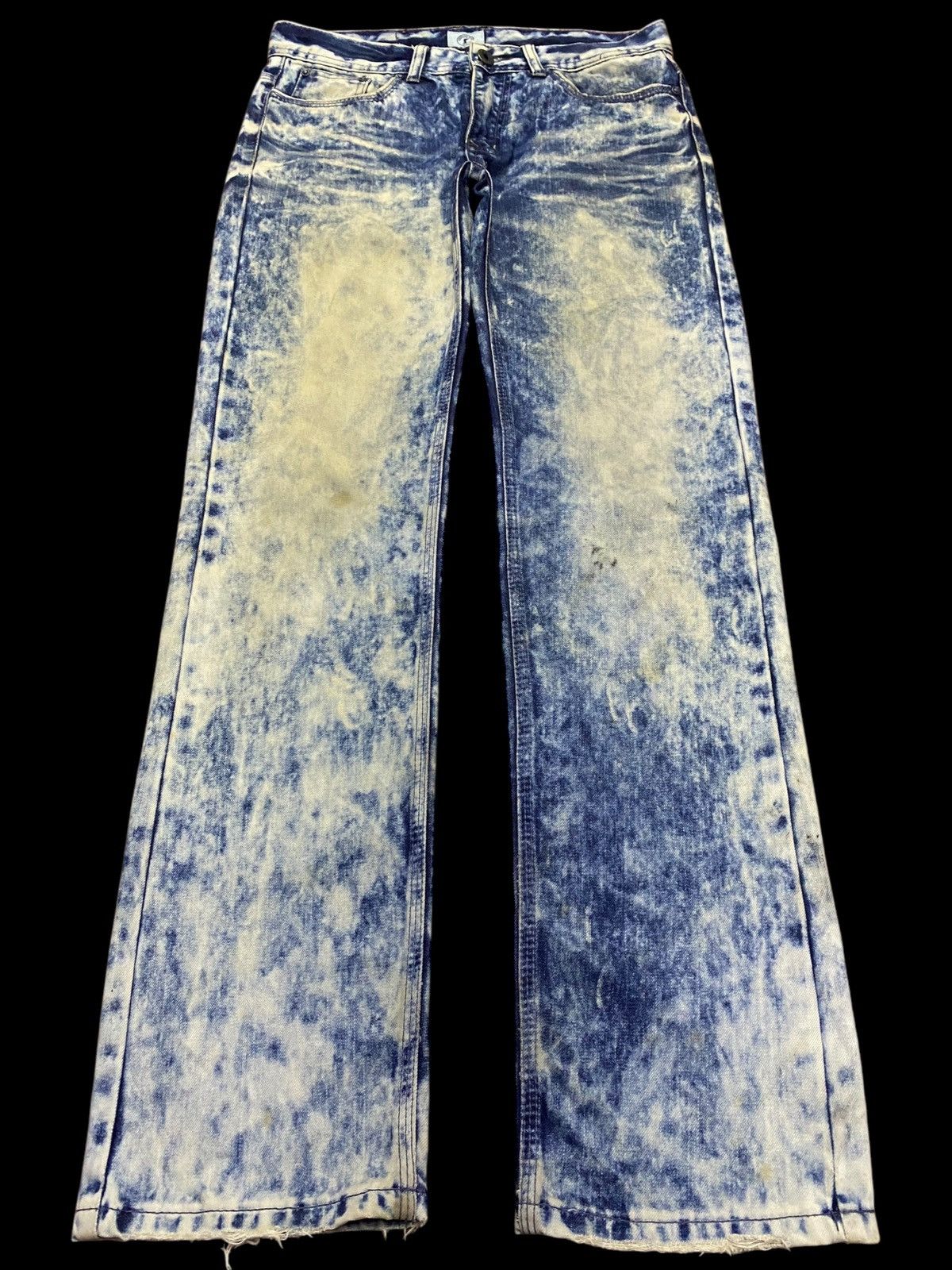 Vintage Japanese Brand Acid Wash Embroidered Distressed Jean