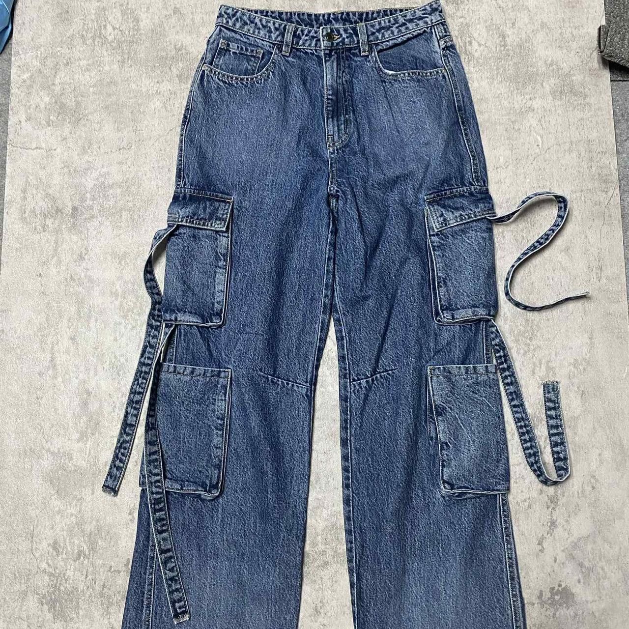 Other Baggy blue cargo jeans with adjustable waist strap Size 30" / US 8 / IT 44 - 1 Thumbnail
