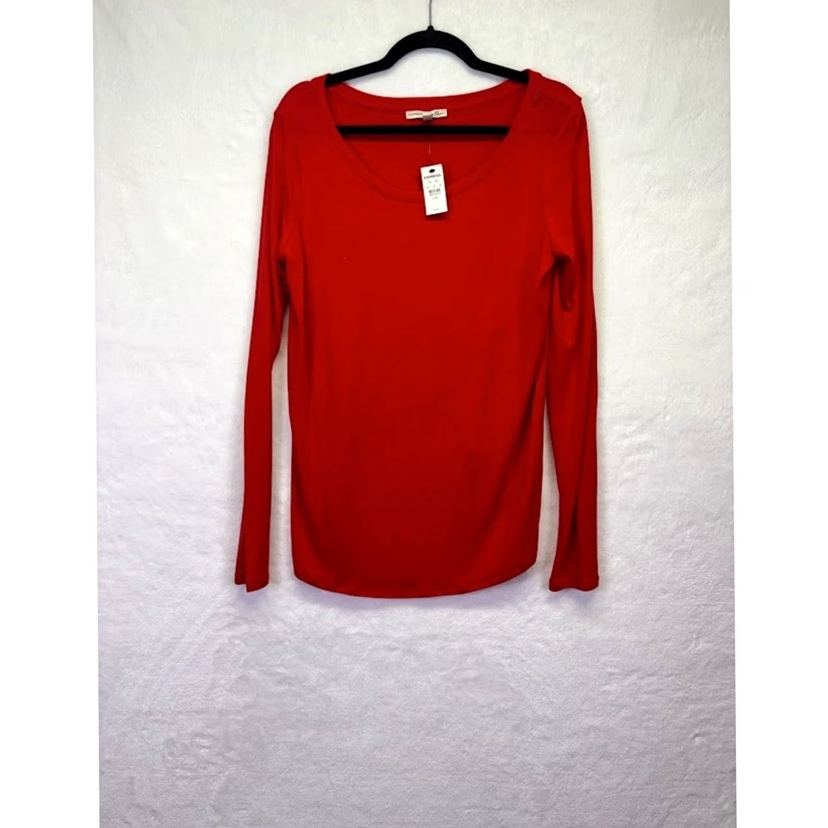 Express Express Long Sleeve Asymmetrical Hem Cross Back Tunic Top Red Size L Size L / US 10 / IT 46 - 3 Thumbnail