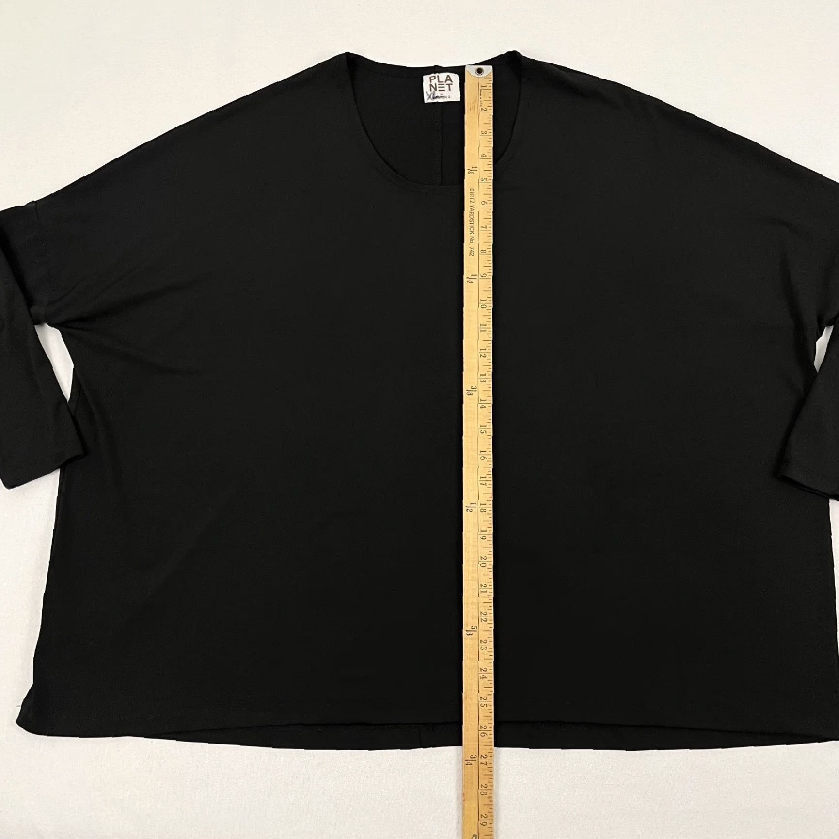 Vintage Planet by Lauren G Blouse Womens OSFA Black Oversized Boxy Dolman Sleeve Minimal Shirt Adults OSFA Black Size ONE SIZE - 3 Thumbnail