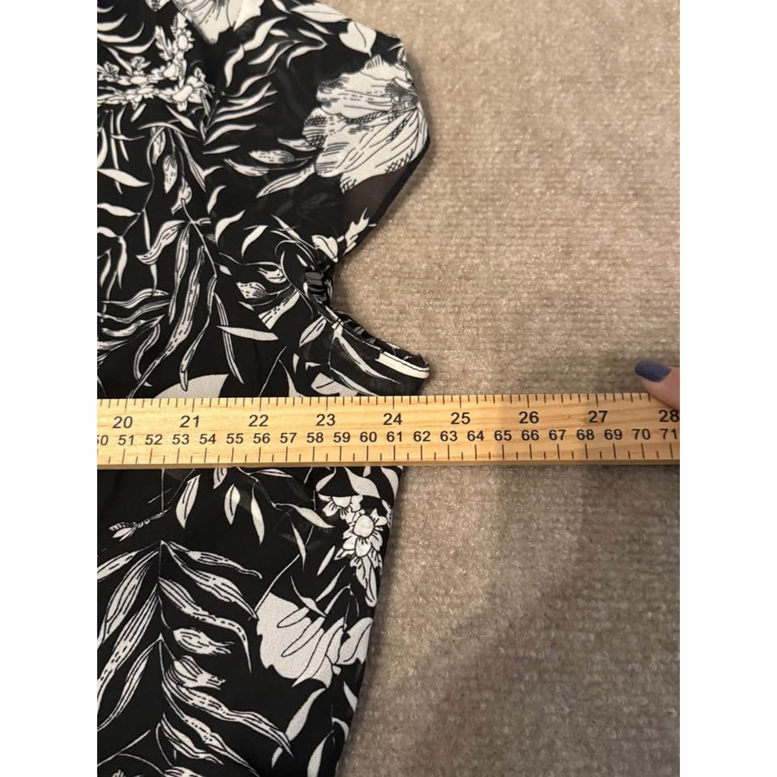Other Cato Dress B/W Floral Sheer Overlay Sheath RuffleShortSleeve Size 4XL / US 24-26 - 4 Thumbnail