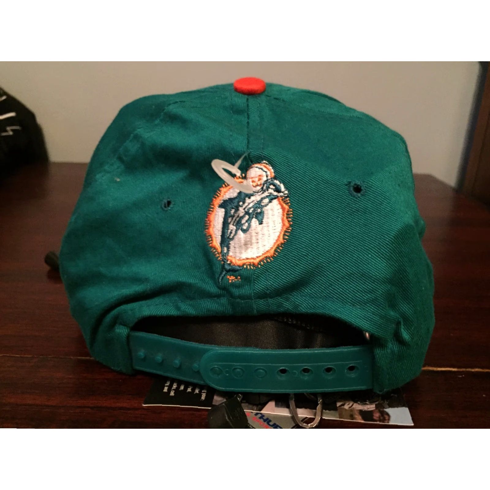 Sports Specialties VINTAGE Miami Dolphins AJD Green Orange 90s Snapback Hat Rare - Sports Specialties Baseball Cap Men's Adjustable Cotton White 90s Theme Genders: Mens Size ONE SIZE - 2 Thumbnail