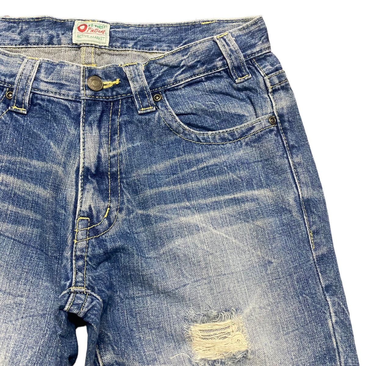 Japanese Brand Ozz-First Pinball Denim Flare Jeans Trashed Size US 30 / EU 46 - 4 Thumbnail