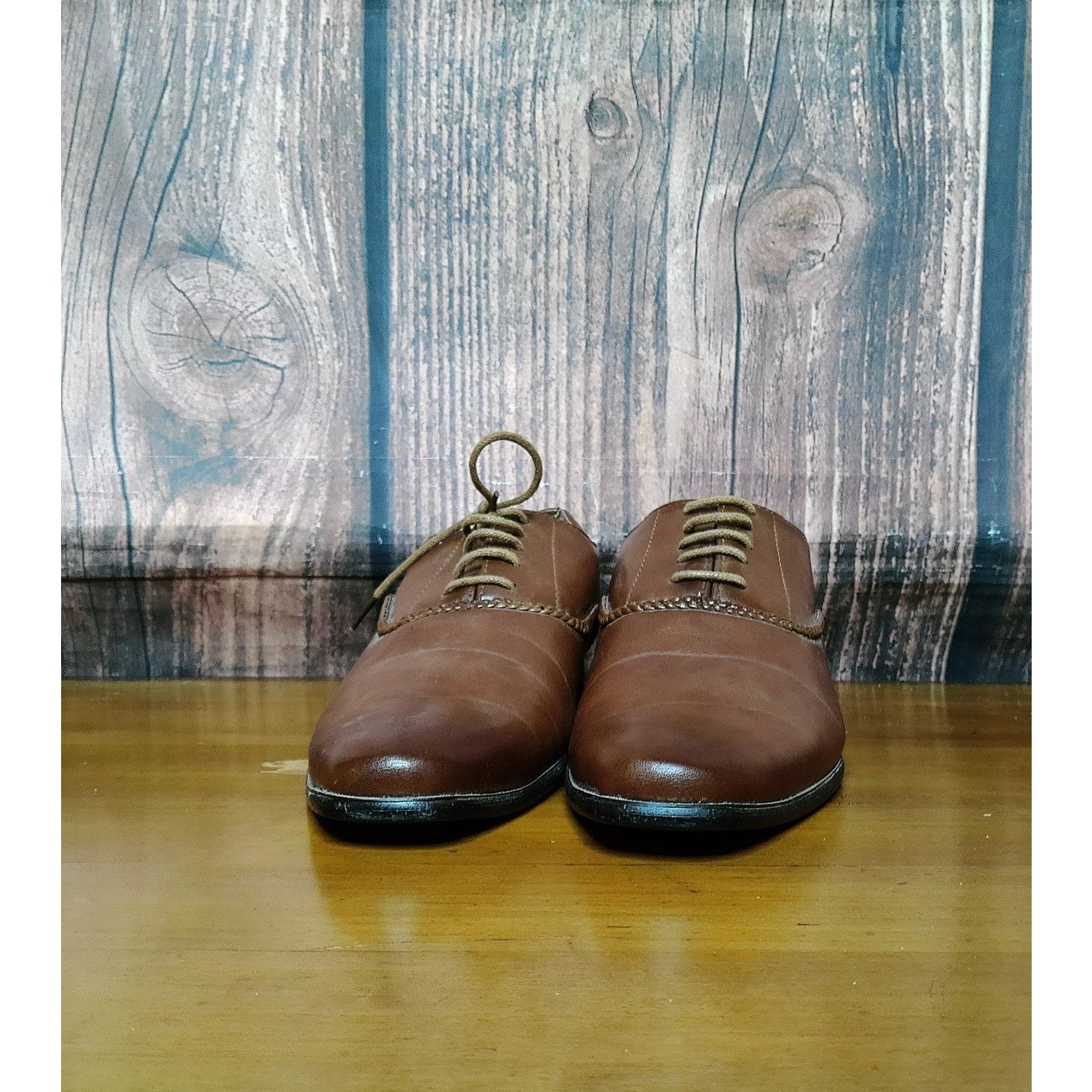Other Men's Oxford Dress Shoes Brown Lace Up Braided Trim Almond Size US 7.5 / EU 40-41 - 3 Thumbnail