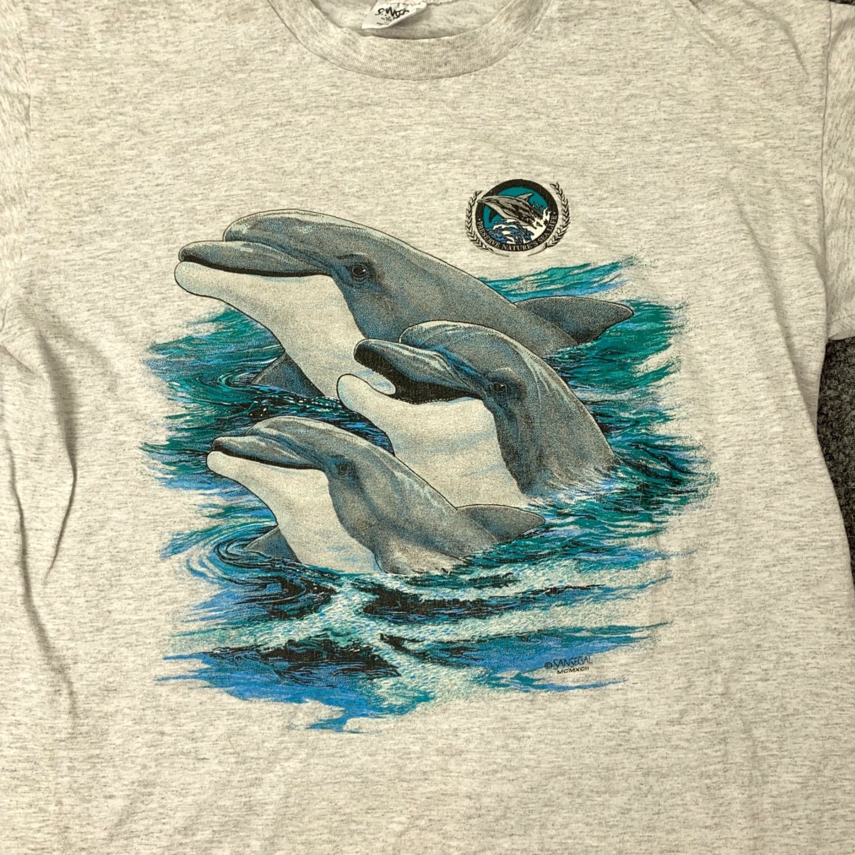 Vintage VINTAGE Sansegal Mens XL T-Shirt Short Sleeve Gray Nautical Ocean Sea Life 90s Made in USA Size US XL / EU 56 / 4 - 2 Thumbnail
