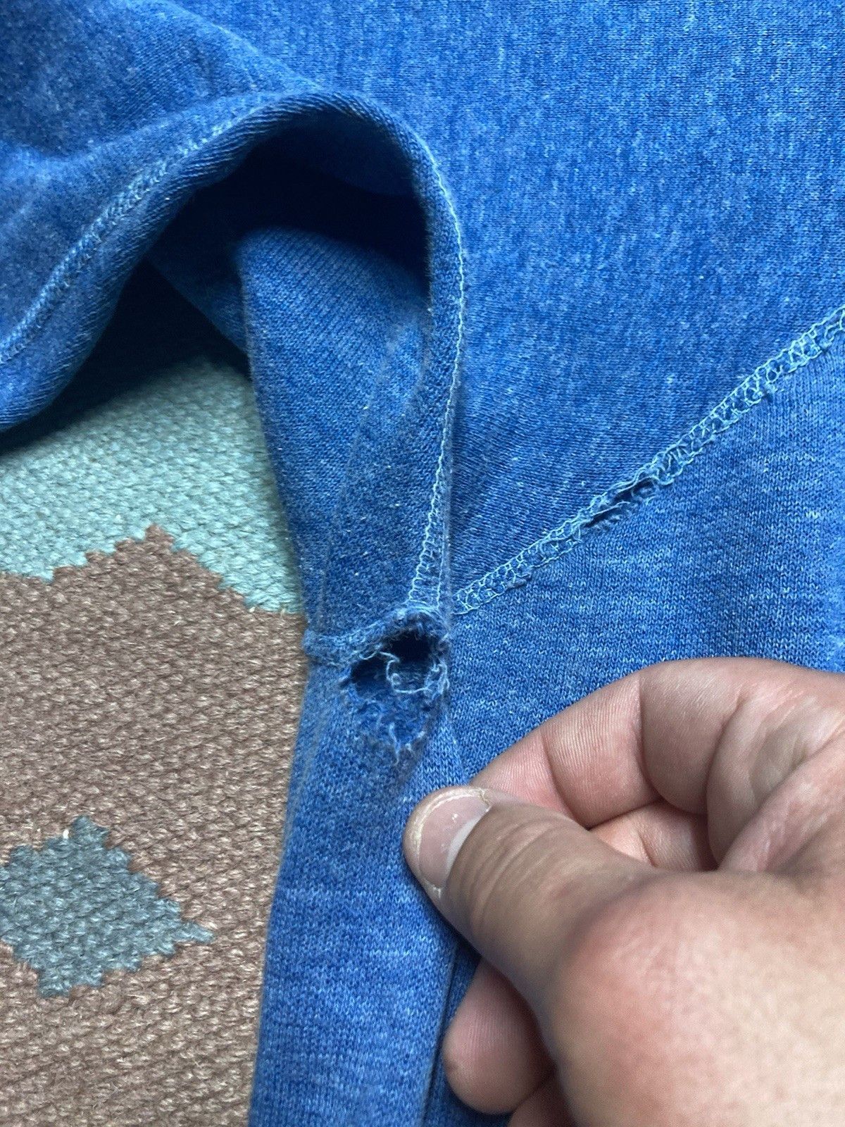 Vintage 70s crewneck sweatshirt heather blue distressed whooped XL Size US XL / EU 56 / 4 - 5 Thumbnail